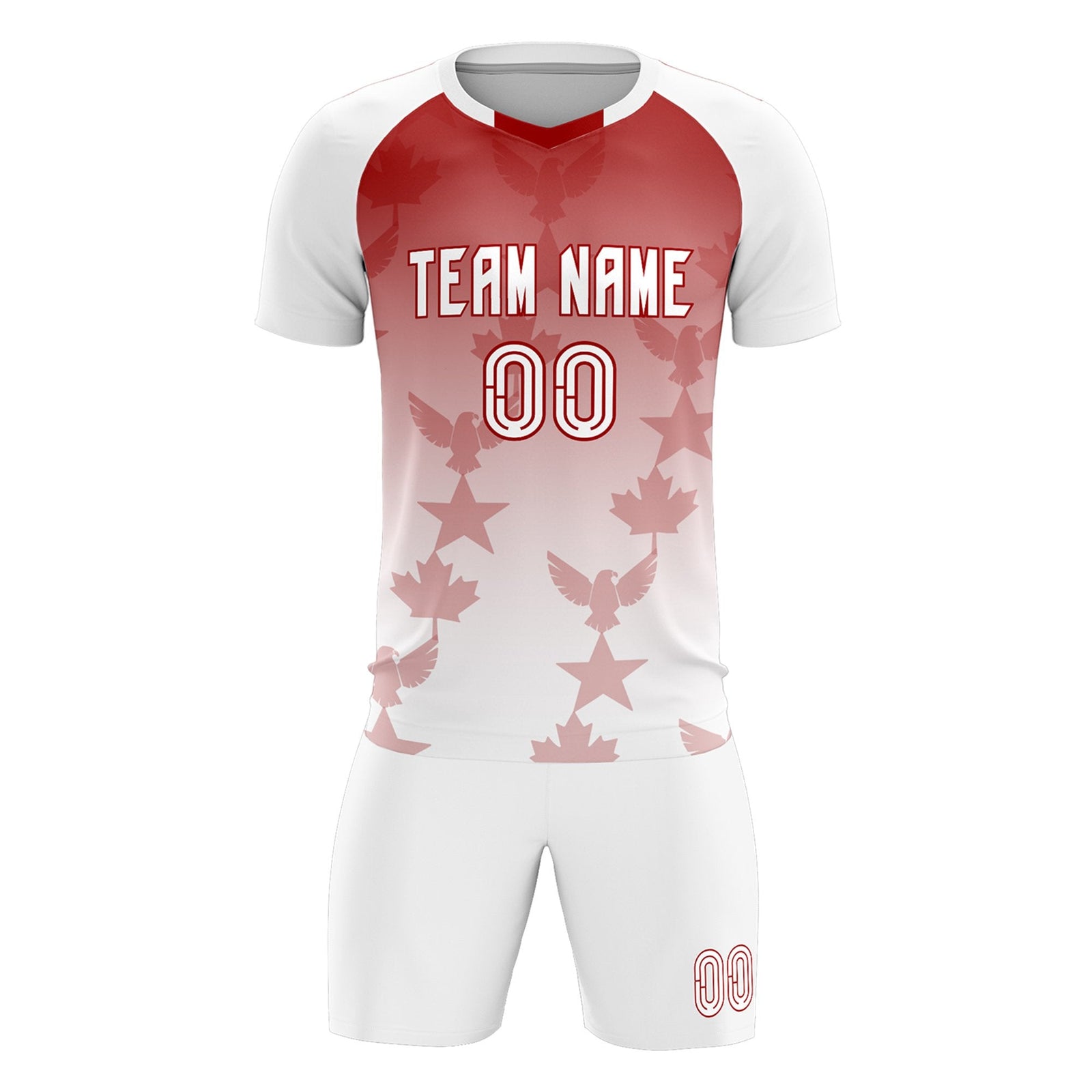 Custom White Red World Cup Inspired Wrinkle-Resistant Training Uniform Gradient Fashion Soccer Sets Jersey