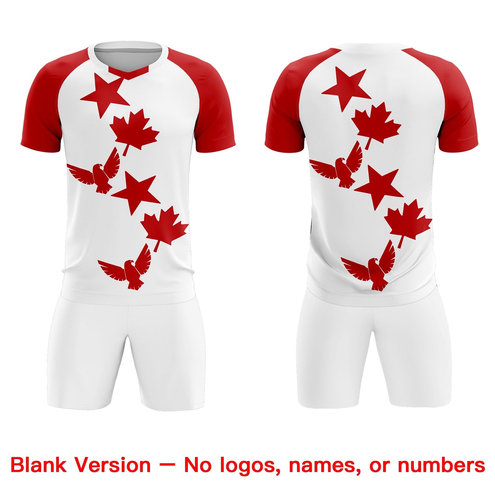 Custom Red White World Cup Inspired Lightweight&Drapable Training Uniform Raglan Sleeve Soccer Sets Jersey