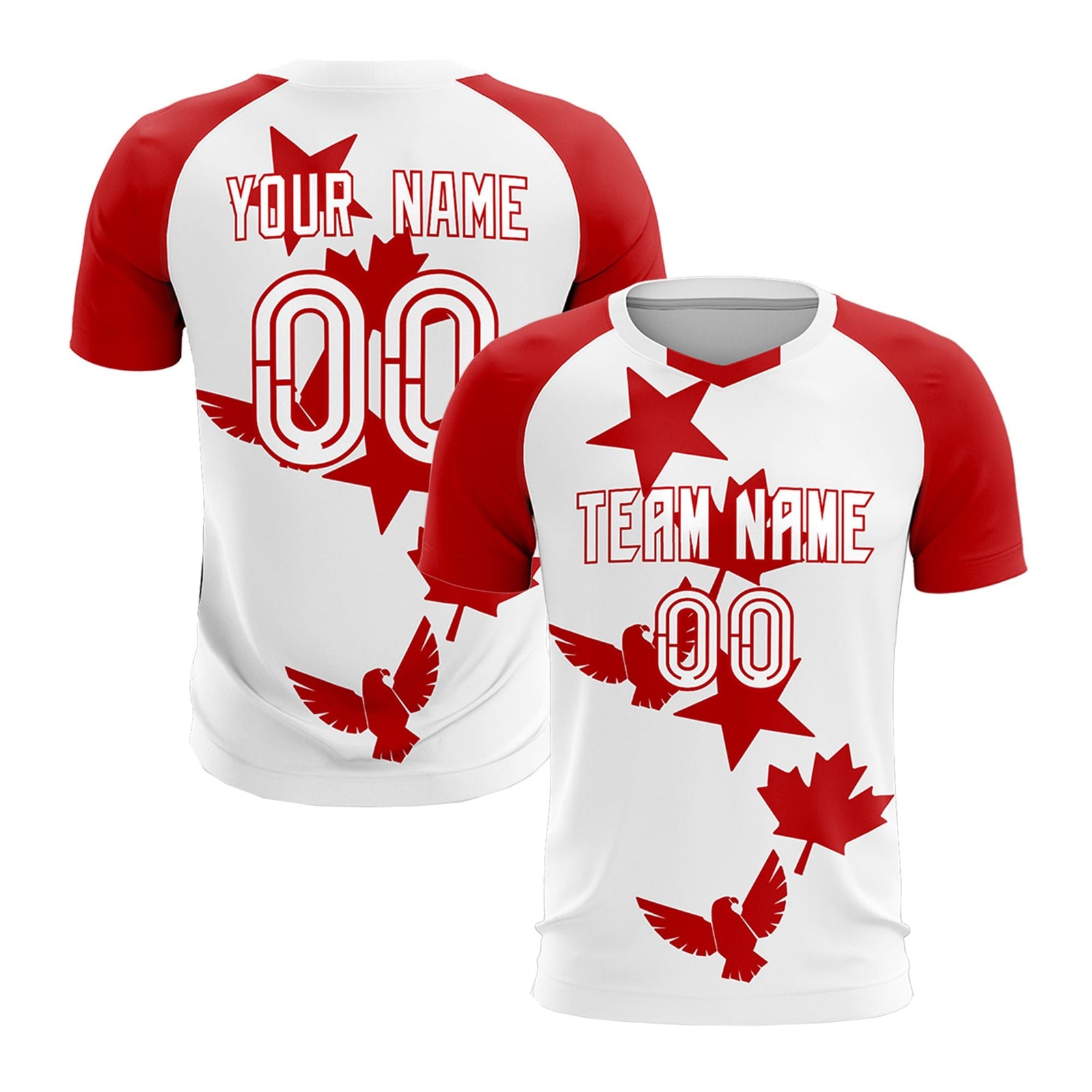 Custom Red White World Cup Inspired Lightweight&Drapable Training Uniform Raglan Sleeve Soccer Sets Jersey