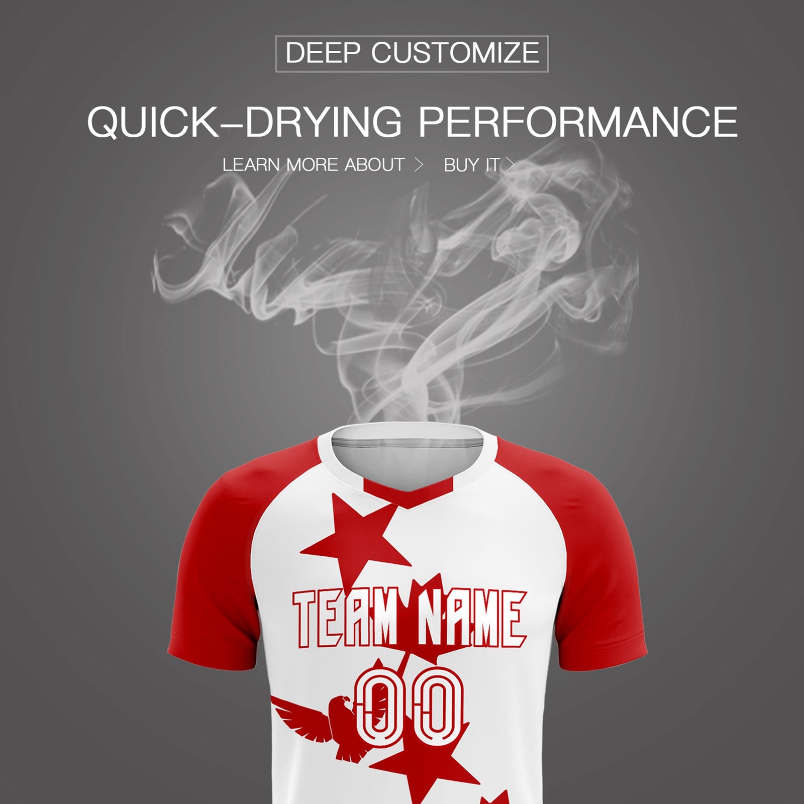 Custom Red White World Cup Inspired Lightweight&Drapable Training Uniform Raglan Sleeve Soccer Sets Jersey