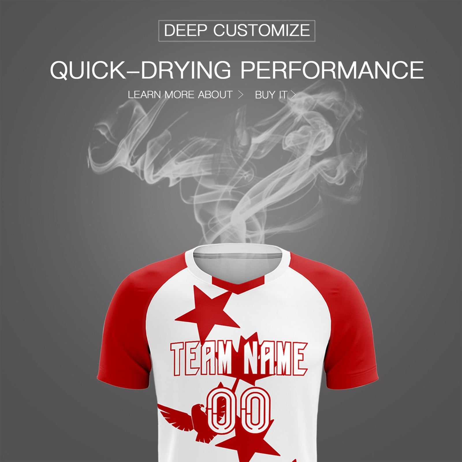 Custom Red White World Cup Inspired Lightweight&Drapable Training Uniform Raglan Sleeve Soccer Sets Jersey