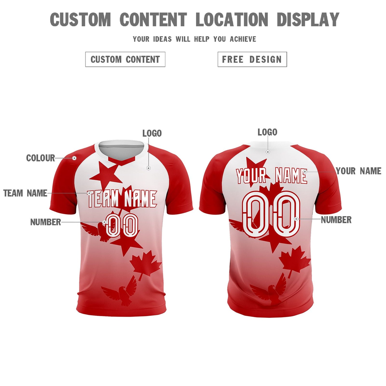Custom Red White World Cup Inspired Wrinkle-Resistant Training Uniform Gradient Fashion Soccer Sets Jersey