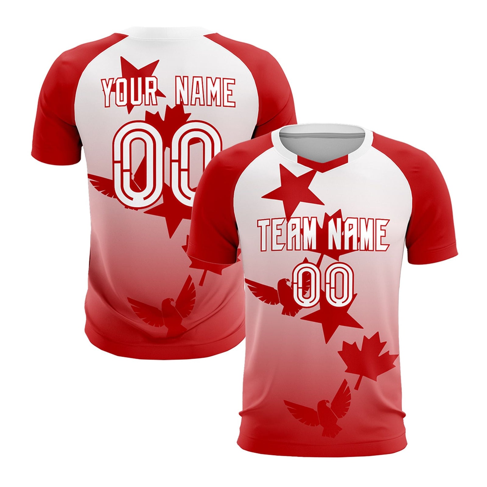 Custom Red White World Cup Inspired Wrinkle-Resistant Training Uniform Gradient Fashion Soccer Sets Jersey