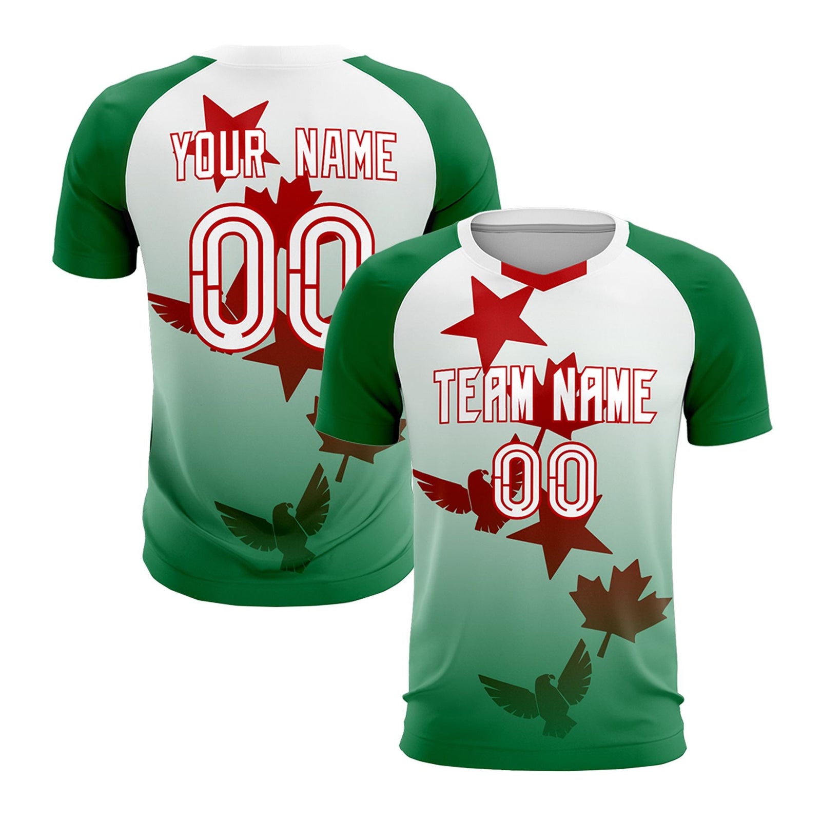 Custom Kelly Green White World Cup Inspired Quick-Drying Training Uniform Gradient Fashion Soccer Sets Jersey