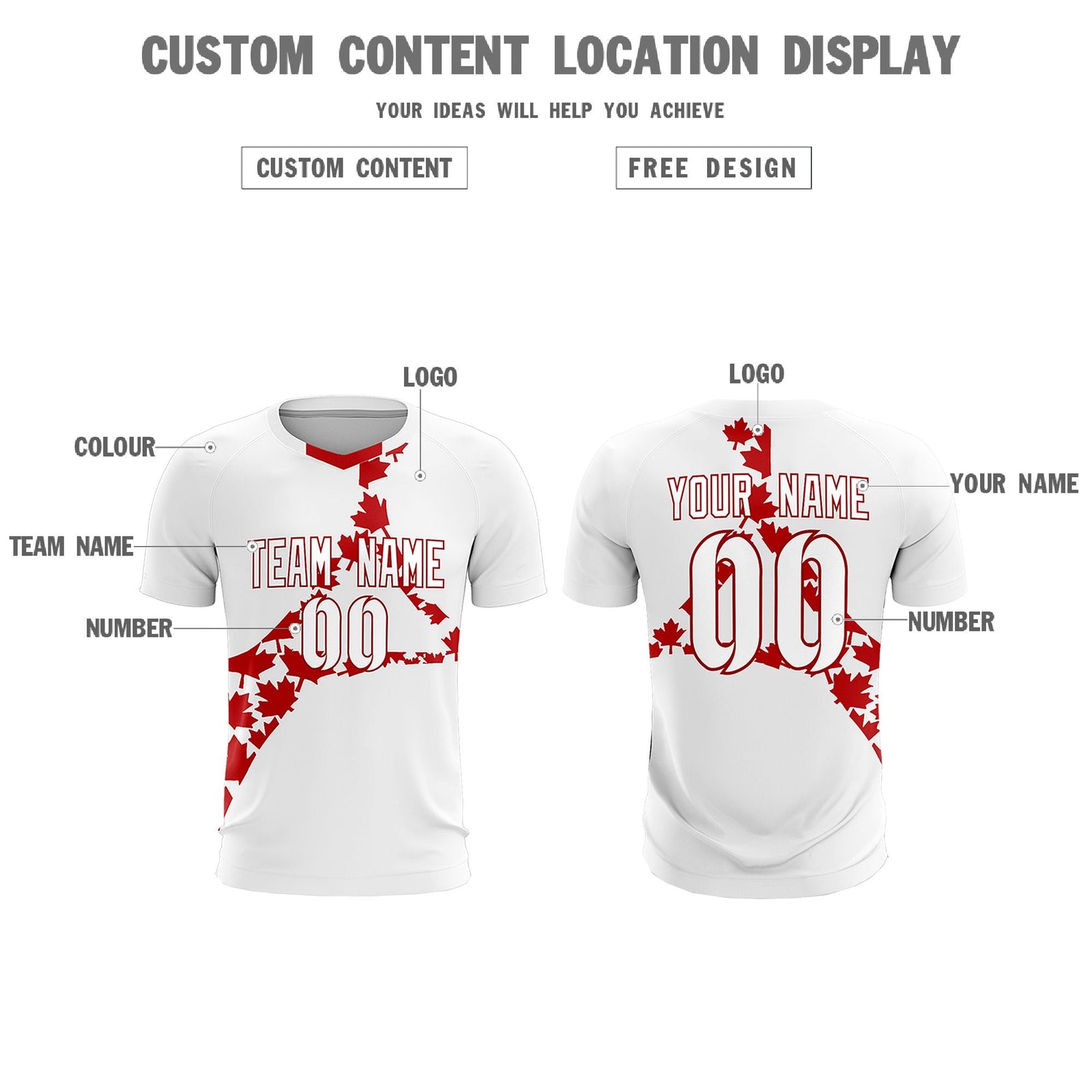 Custom White Red Canada Maple Leaves World Cup Inspired Quick-Drying Graffiti Pattern Soccer Sets Jersey