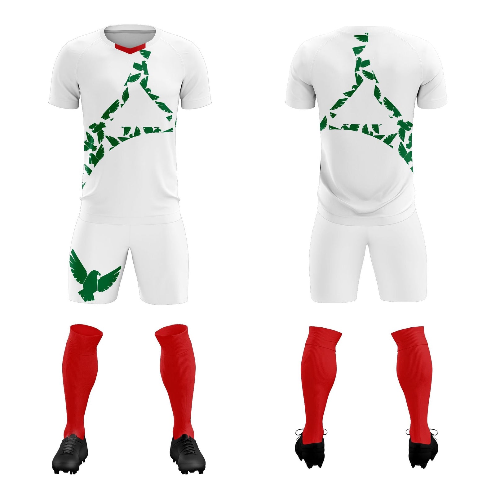Custom White Kelly Green Mexico Eagle World Cup Inspired Drapable Graffiti Pattern Soccer Sets Jersey