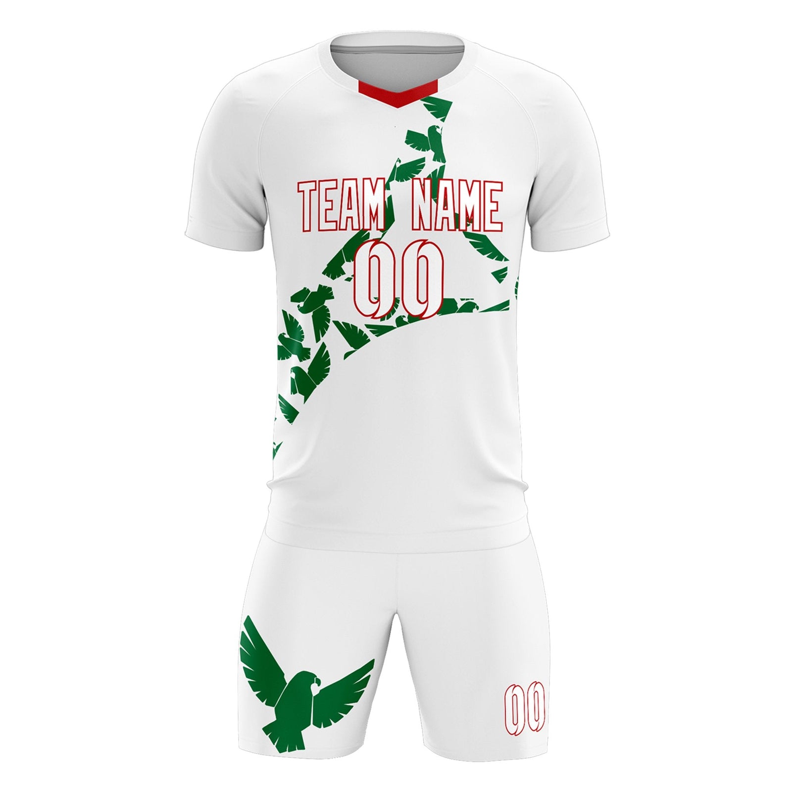 Custom White Kelly Green Mexico Eagle World Cup Inspired Drapable Graffiti Pattern Soccer Sets Jersey