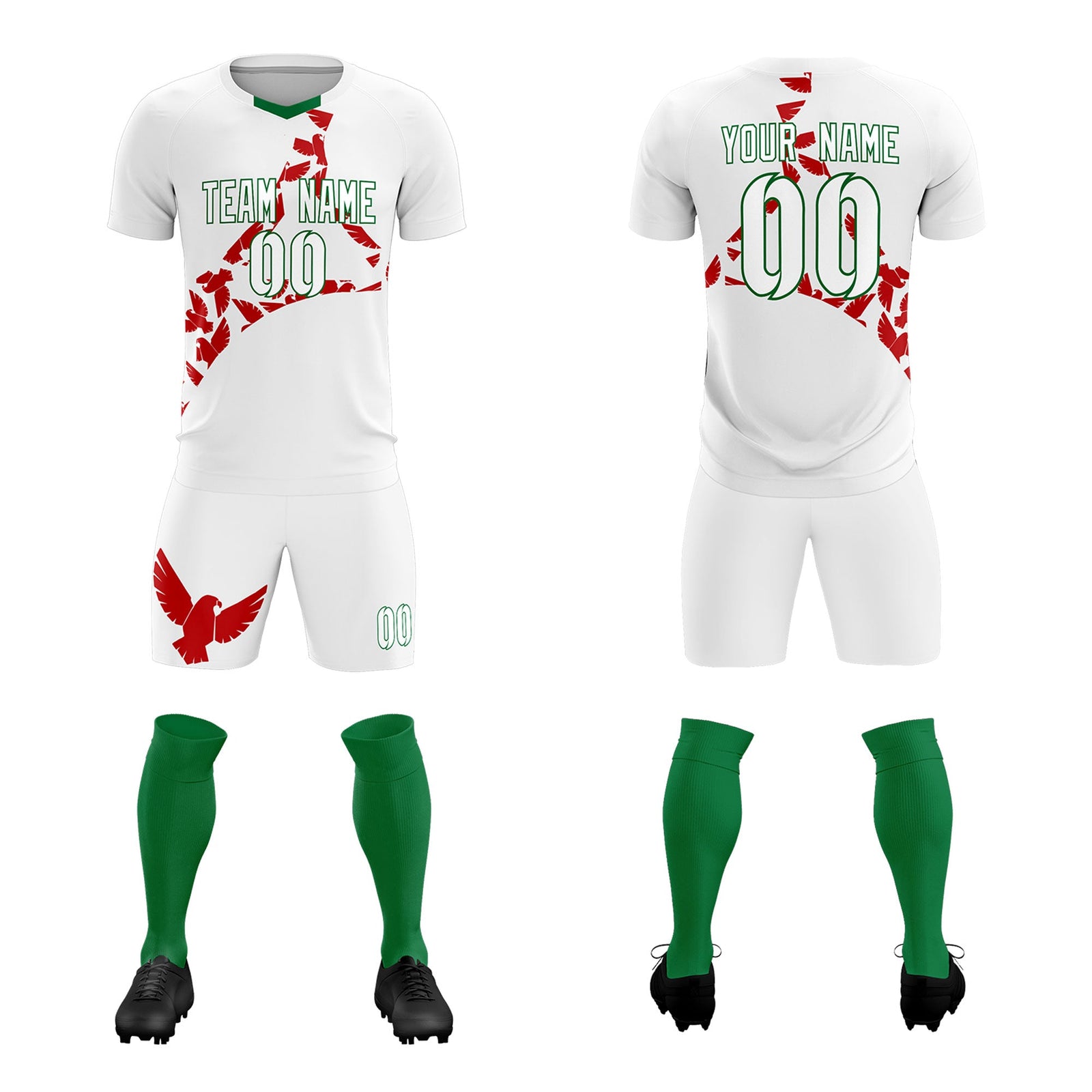 Custom White Red Mexico Eagle World Cup Inspired Lightweight Graffiti Pattern Soccer Sets Jersey