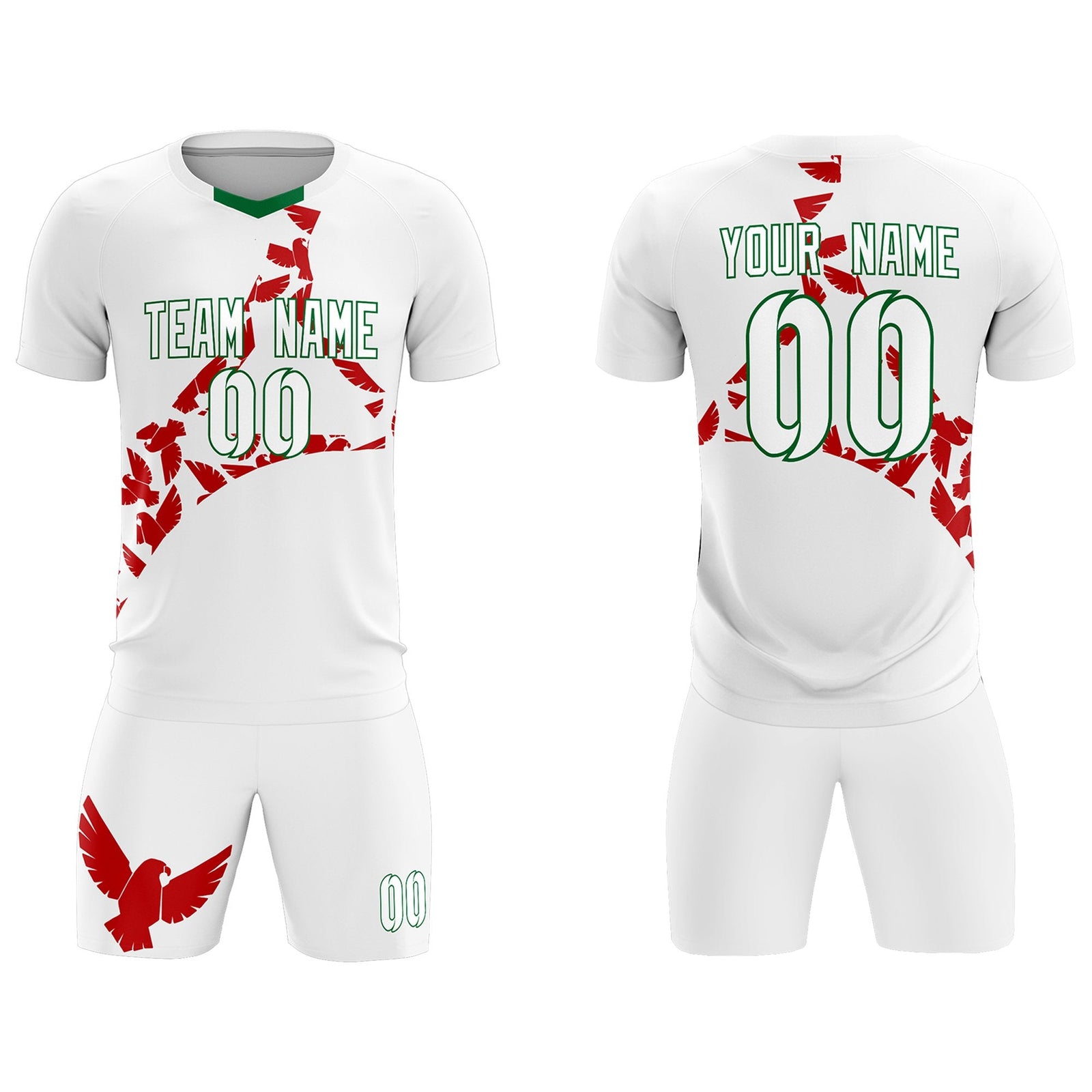 Custom White Red Mexico Eagle World Cup Inspired Lightweight Graffiti Pattern Soccer Sets Jersey