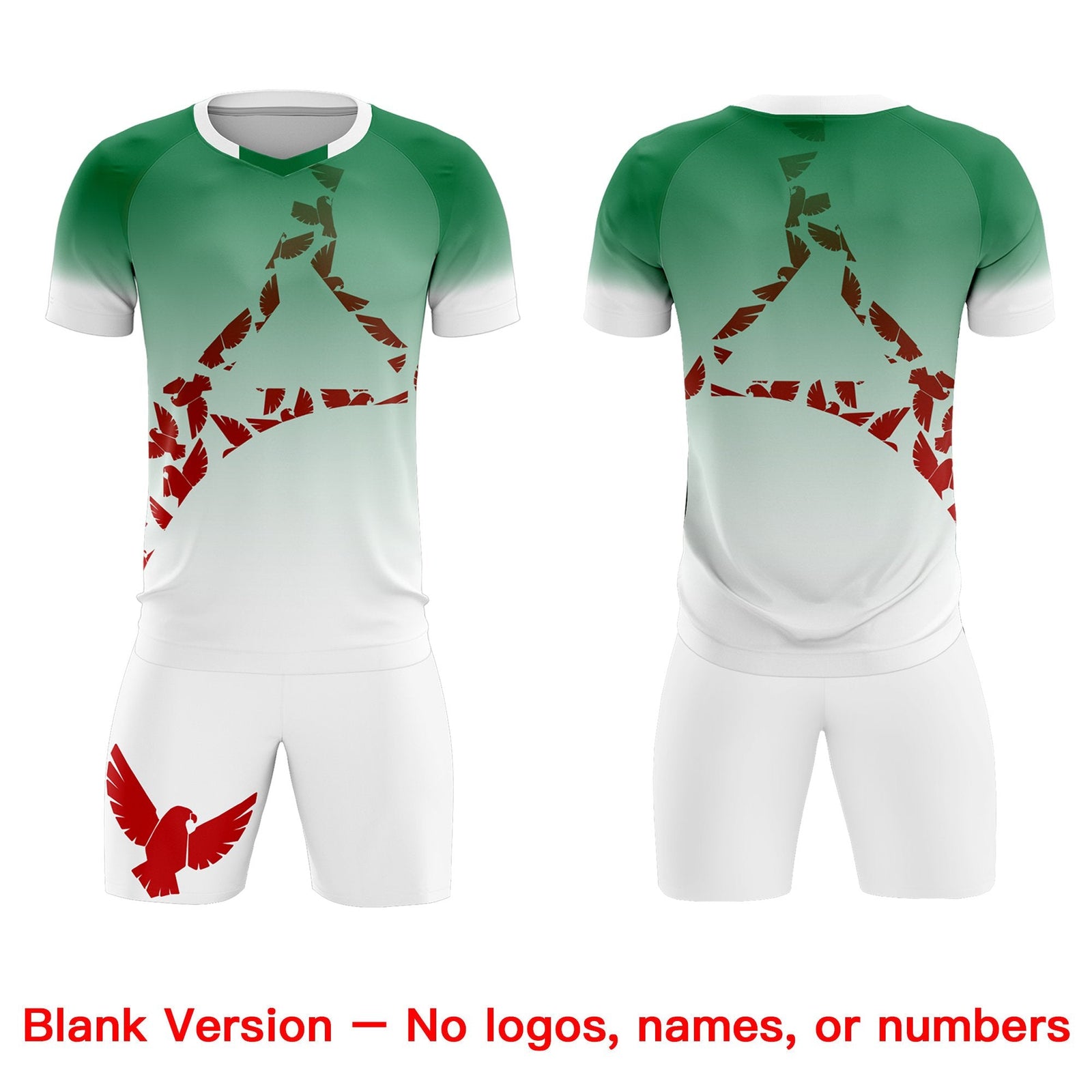 Custom Kelly Green Red Mexico Eagle World Cup Inspired Wrinkle-Resistant Gradient Fashion Soccer Sets Jersey