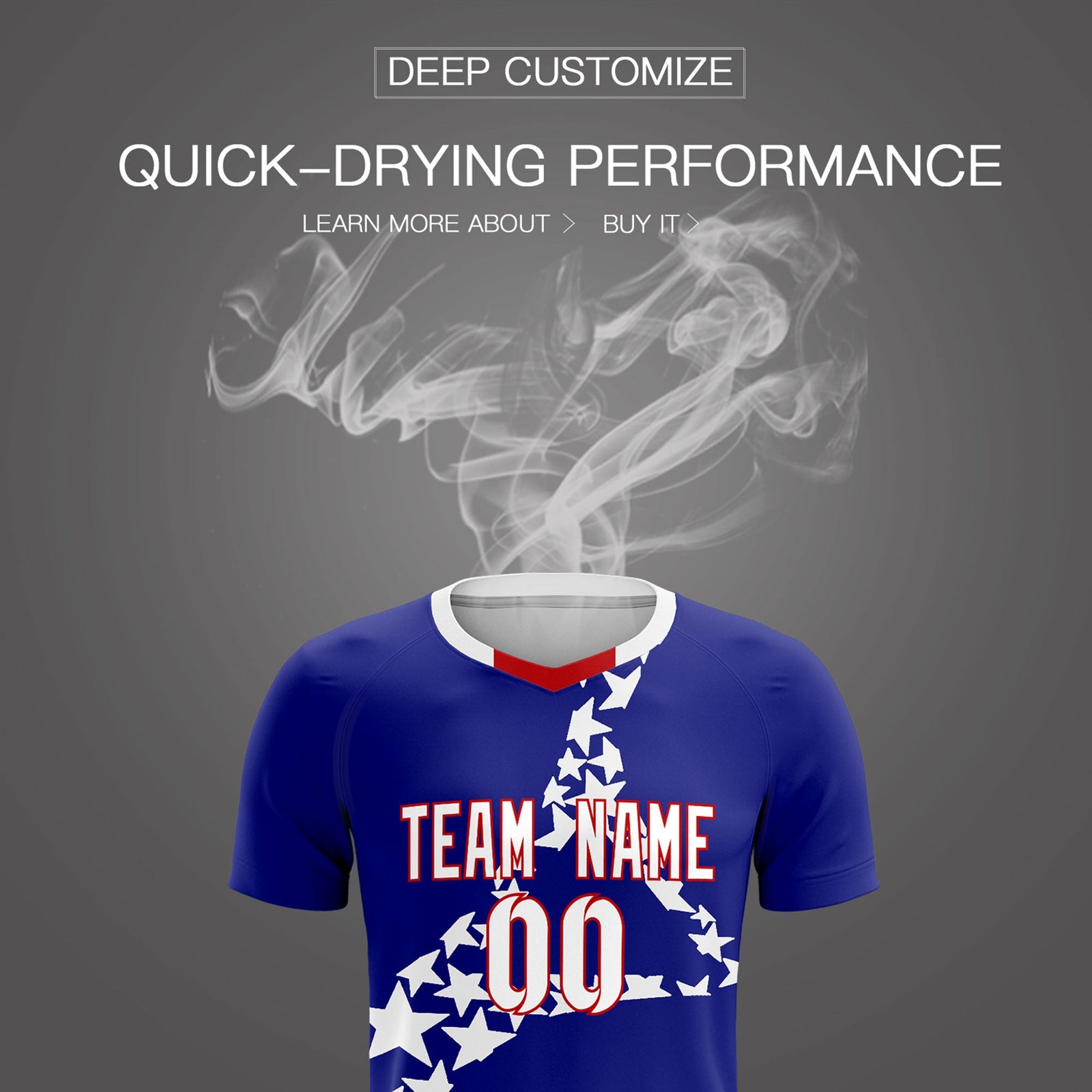 Custom Royal White America Star World Cup Inspired Breathable Graffiti Pattern Soccer Sets Jersey