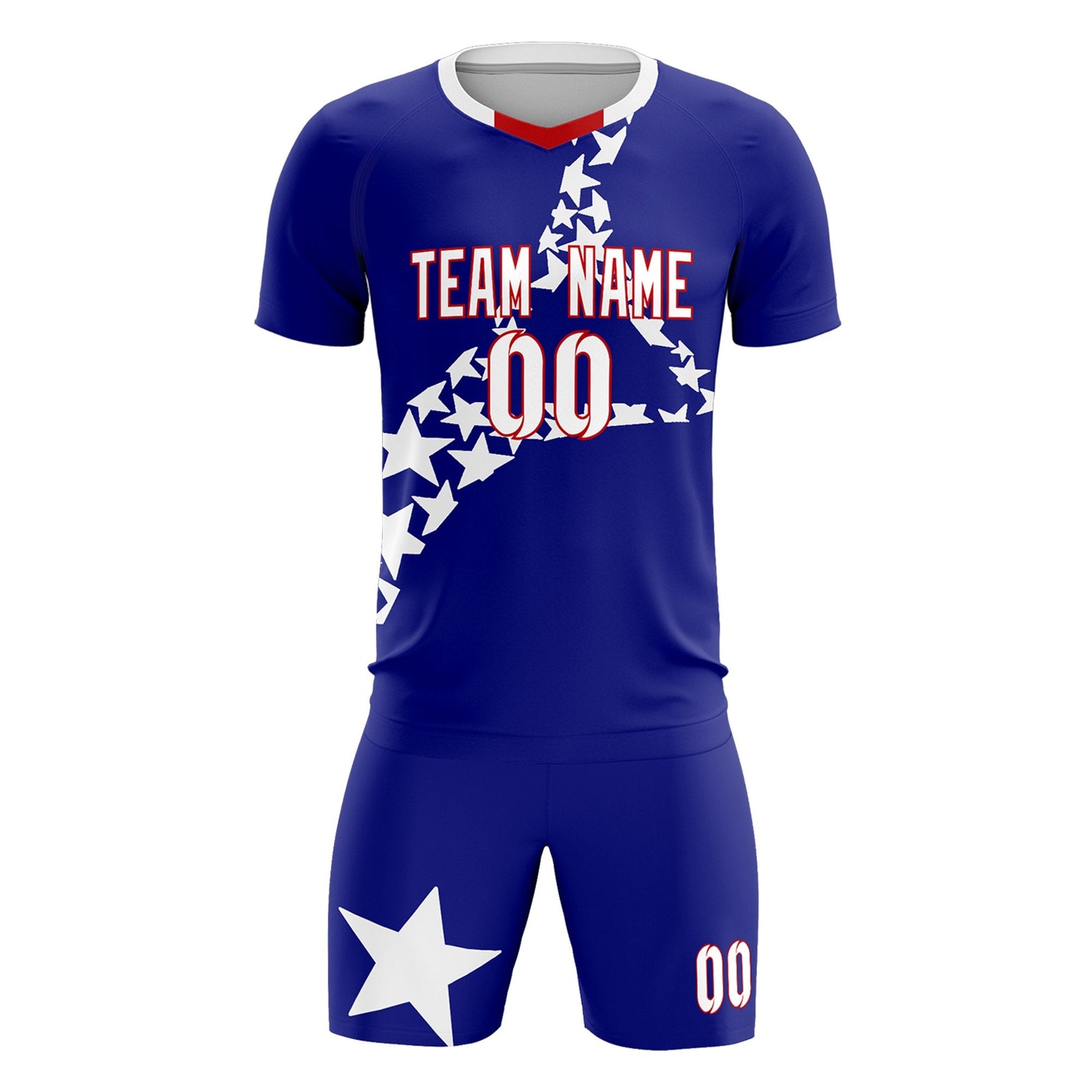 Custom Royal White America Star World Cup Inspired Breathable Graffiti Pattern Soccer Sets Jersey