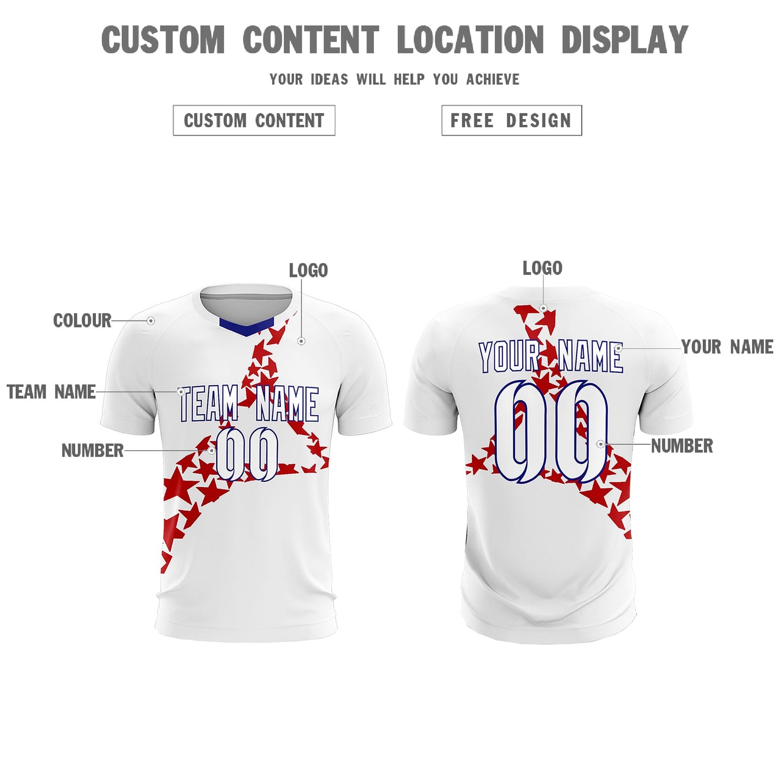 Custom White Red America Star World Cup Inspired Lightweight Graffiti Pattern Soccer Sets Jersey