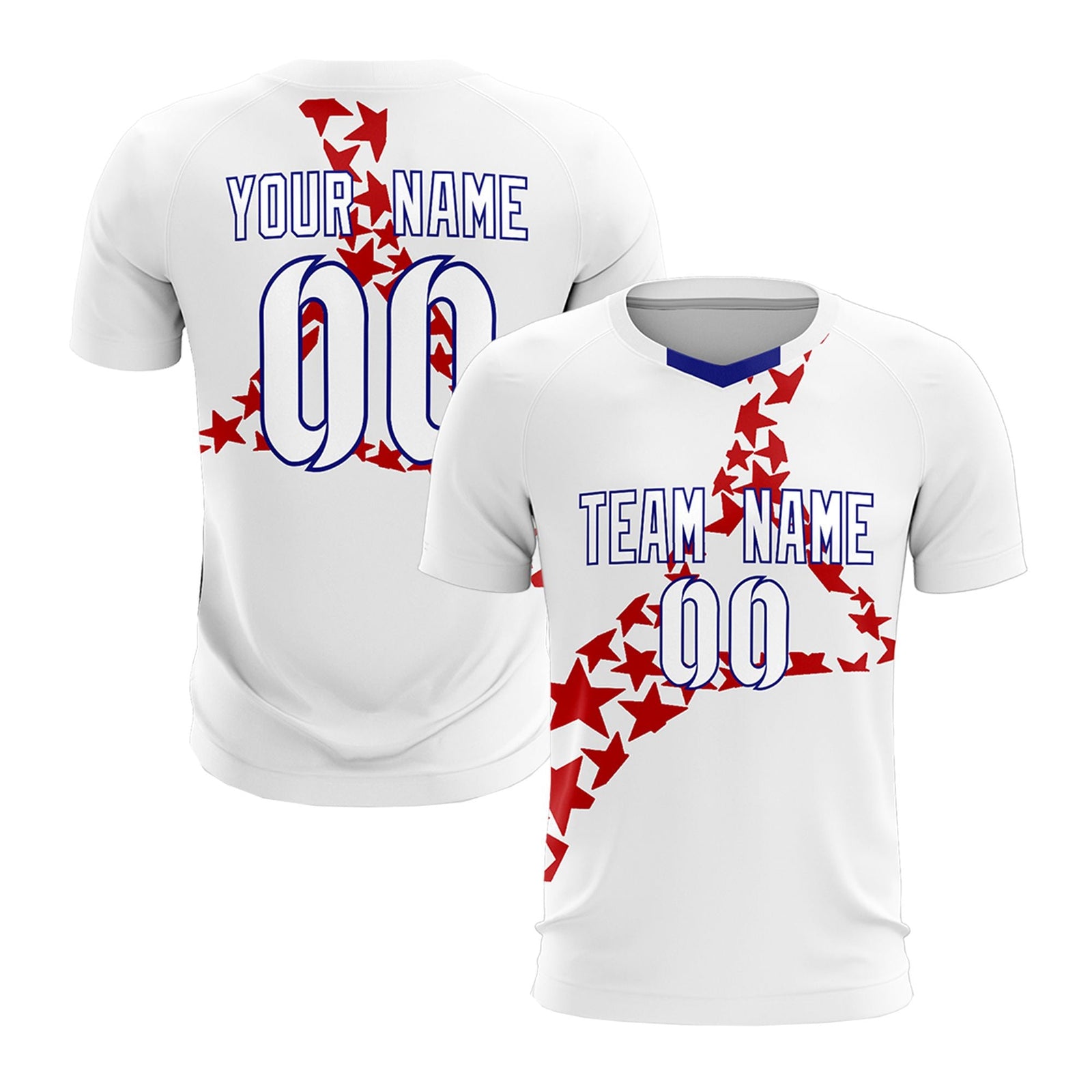 Custom White Red America Star World Cup Inspired Lightweight Graffiti Pattern Soccer Sets Jersey