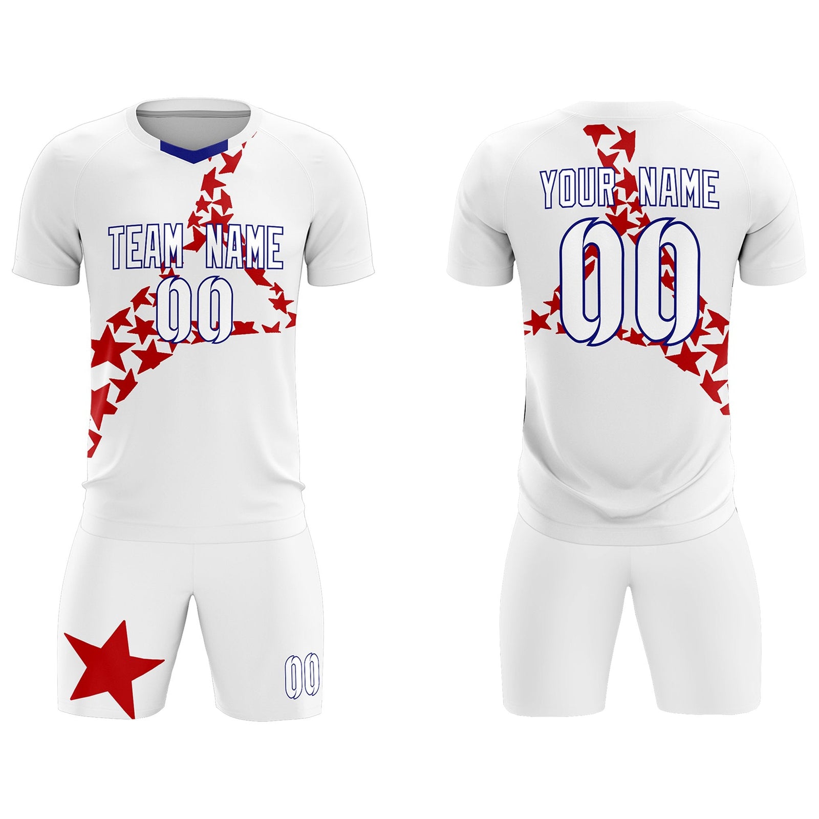 Custom White Red America Star World Cup Inspired Lightweight Graffiti Pattern Soccer Sets Jersey