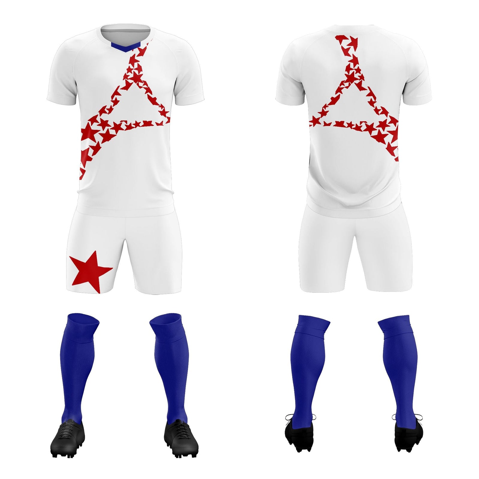 Custom White Red America Star World Cup Inspired Lightweight Graffiti Pattern Soccer Sets Jersey