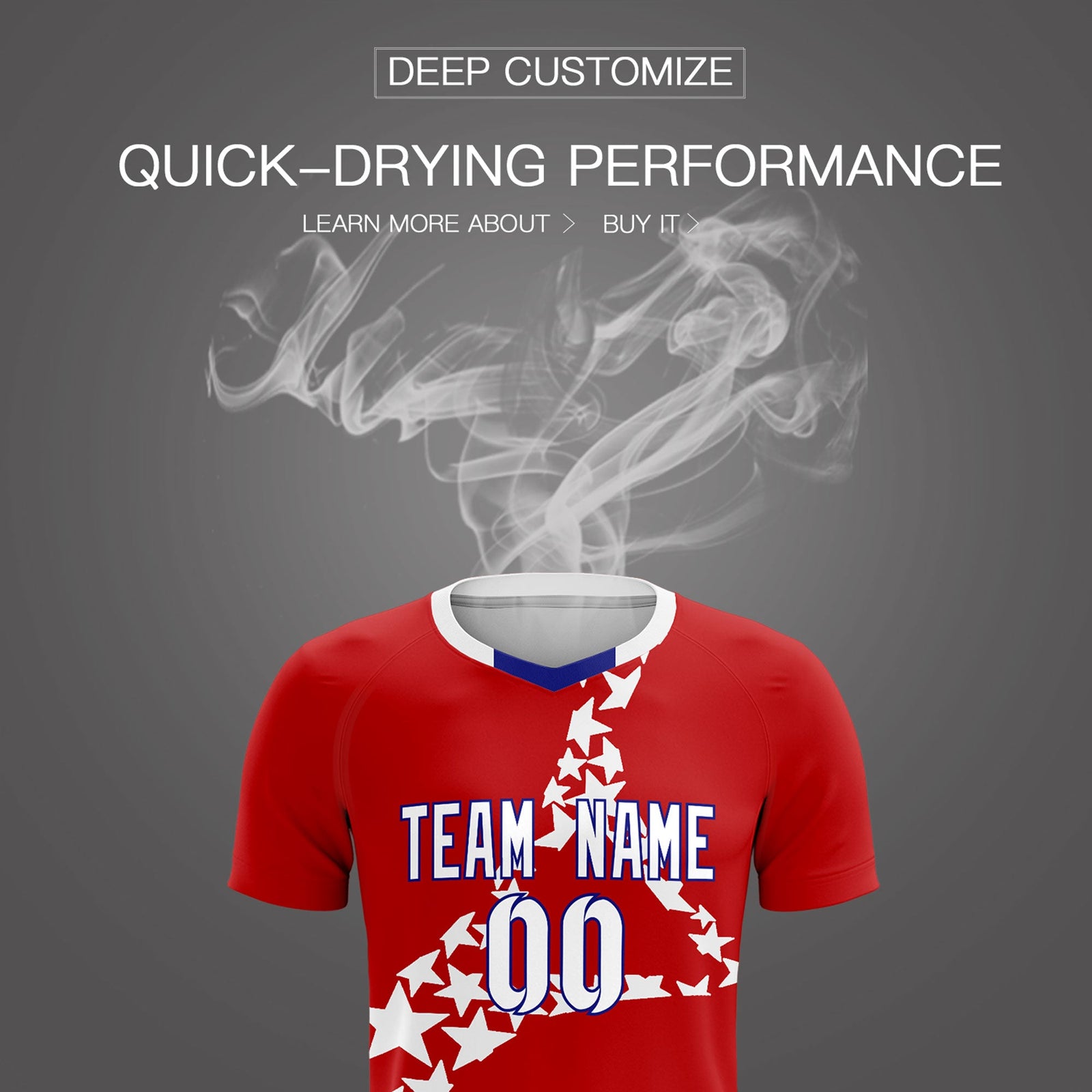 Custom Red White America Star World Cup Inspired Wrinkle-Resistant Graffiti Pattern Soccer Sets Jersey