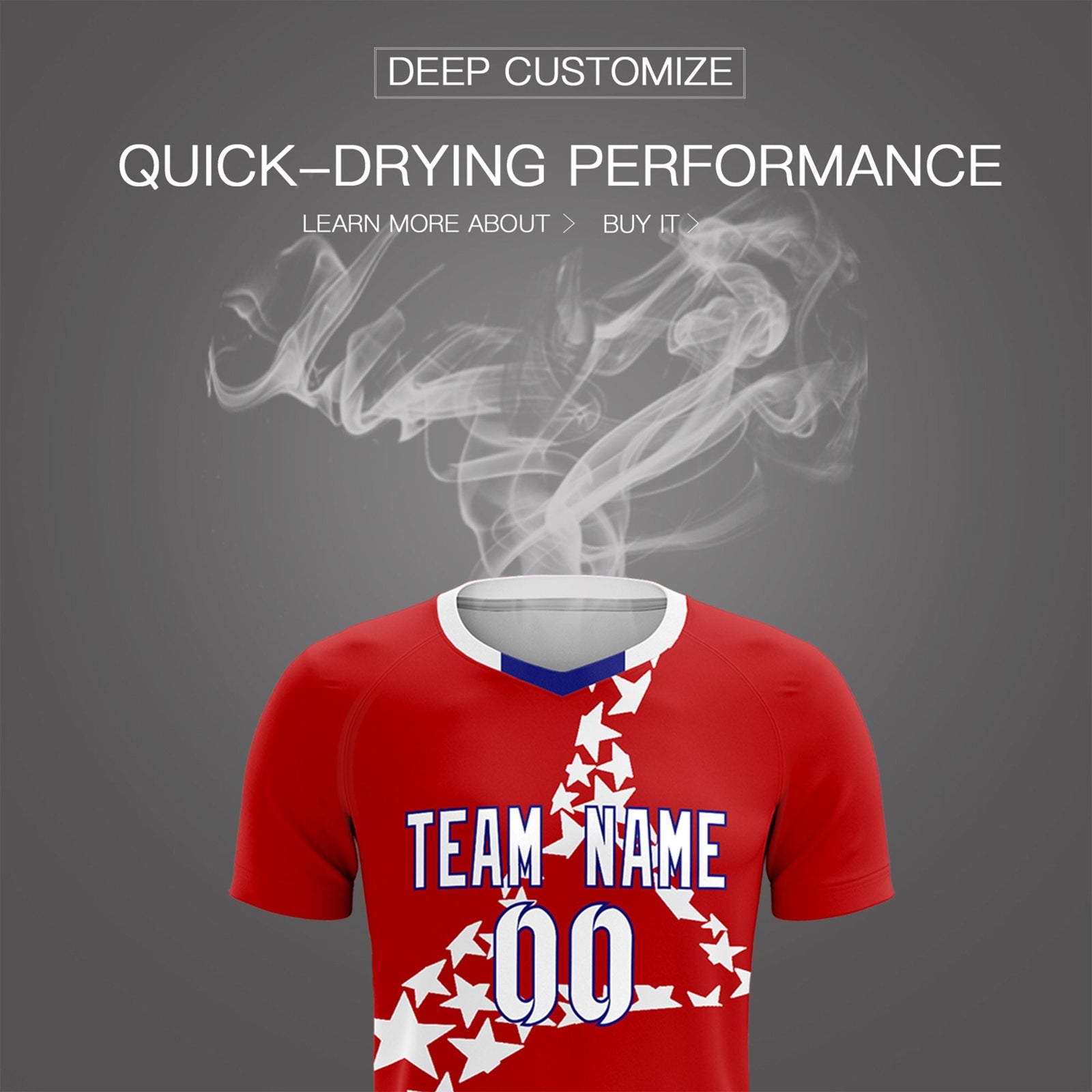 Custom Red White America Star World Cup Inspired Wrinkle-Resistant Graffiti Pattern Soccer Sets Jersey