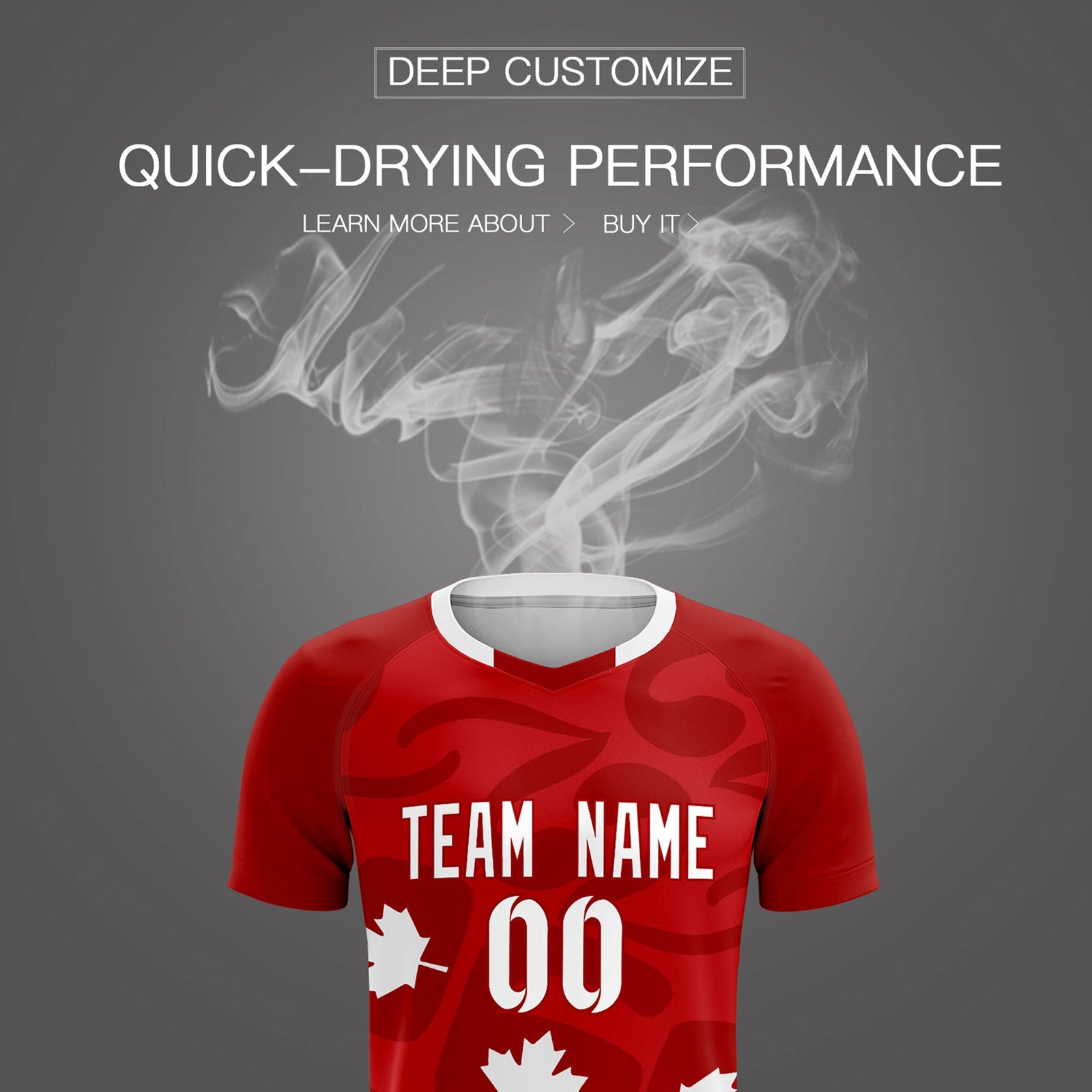 Custom Red Canada Maple Leaves World Cup Inspired Wrinkle-Resistant Graffiti Pattern Soccer Sets Jersey