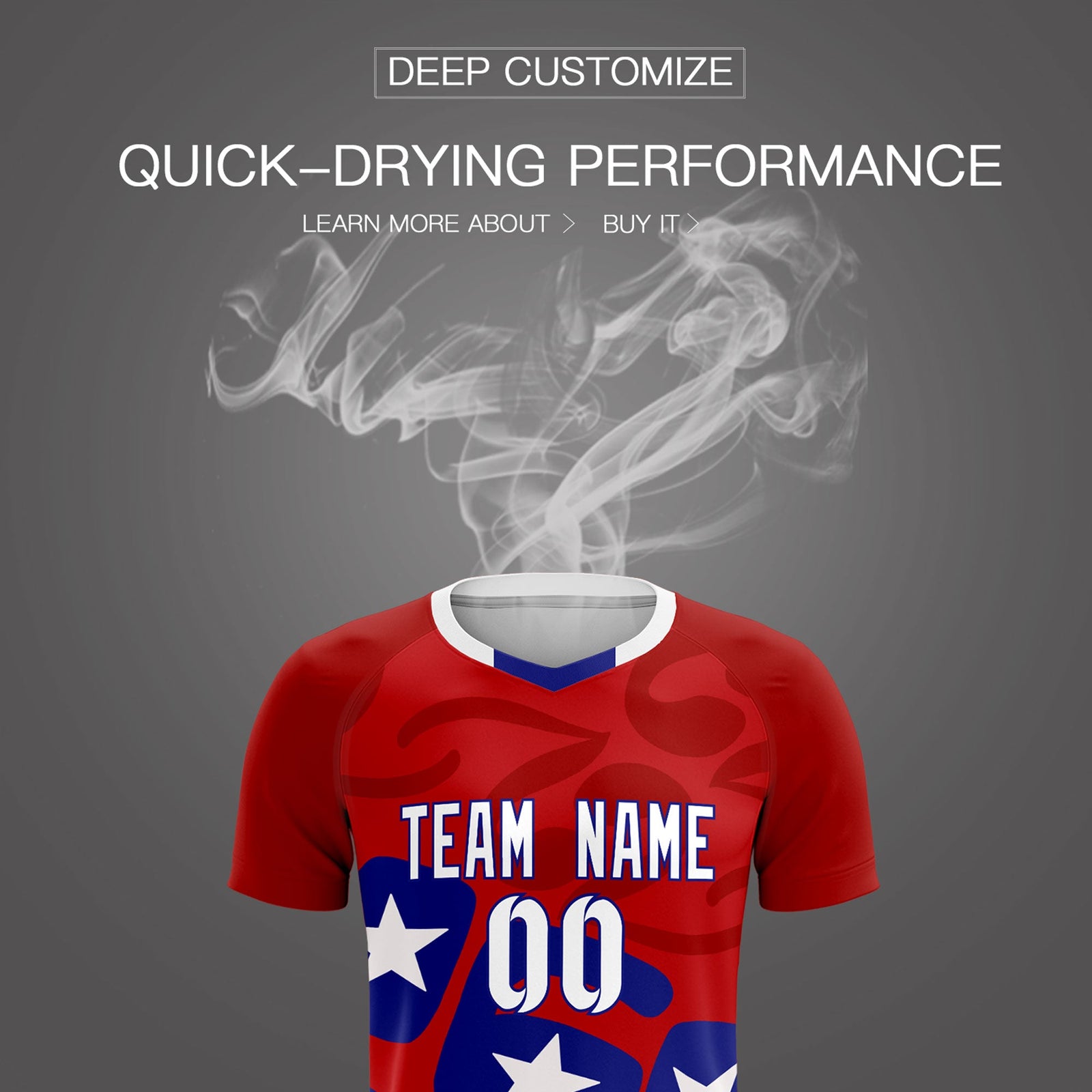 Custom Red America Star World Cup Inspired Breathable Graffiti Pattern Soccer Sets Jersey