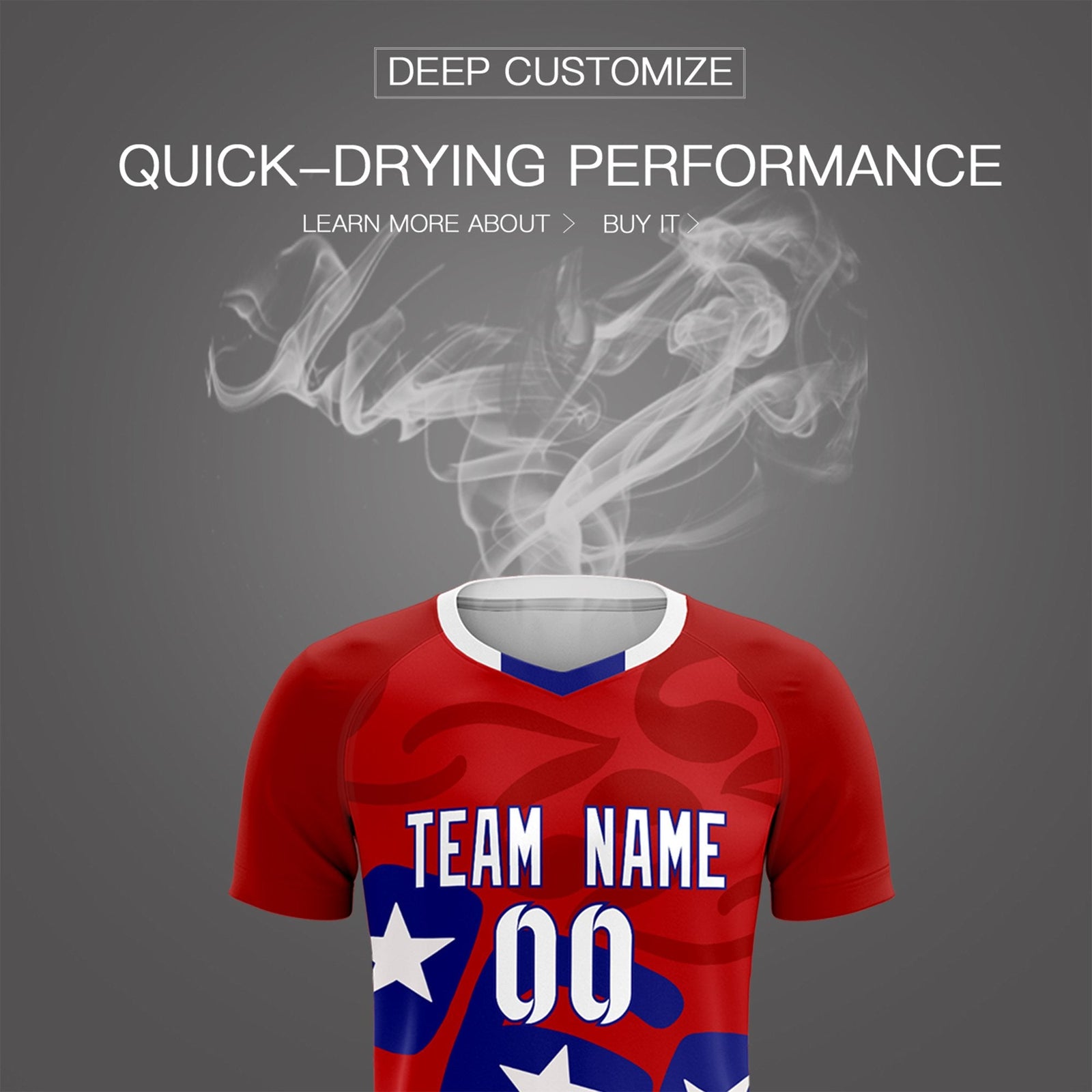 Custom Red America Star World Cup Inspired Breathable Graffiti Pattern Soccer Sets Jersey