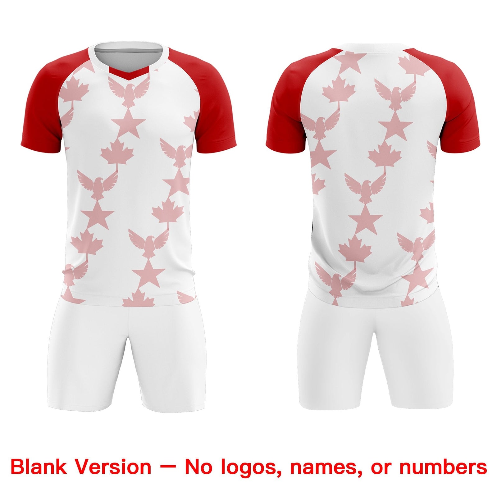 Custom Red White World Cup Inspired Breathable&Quick-Drying Training Uniform Raglan Sleeve Soccer Sets Jersey
