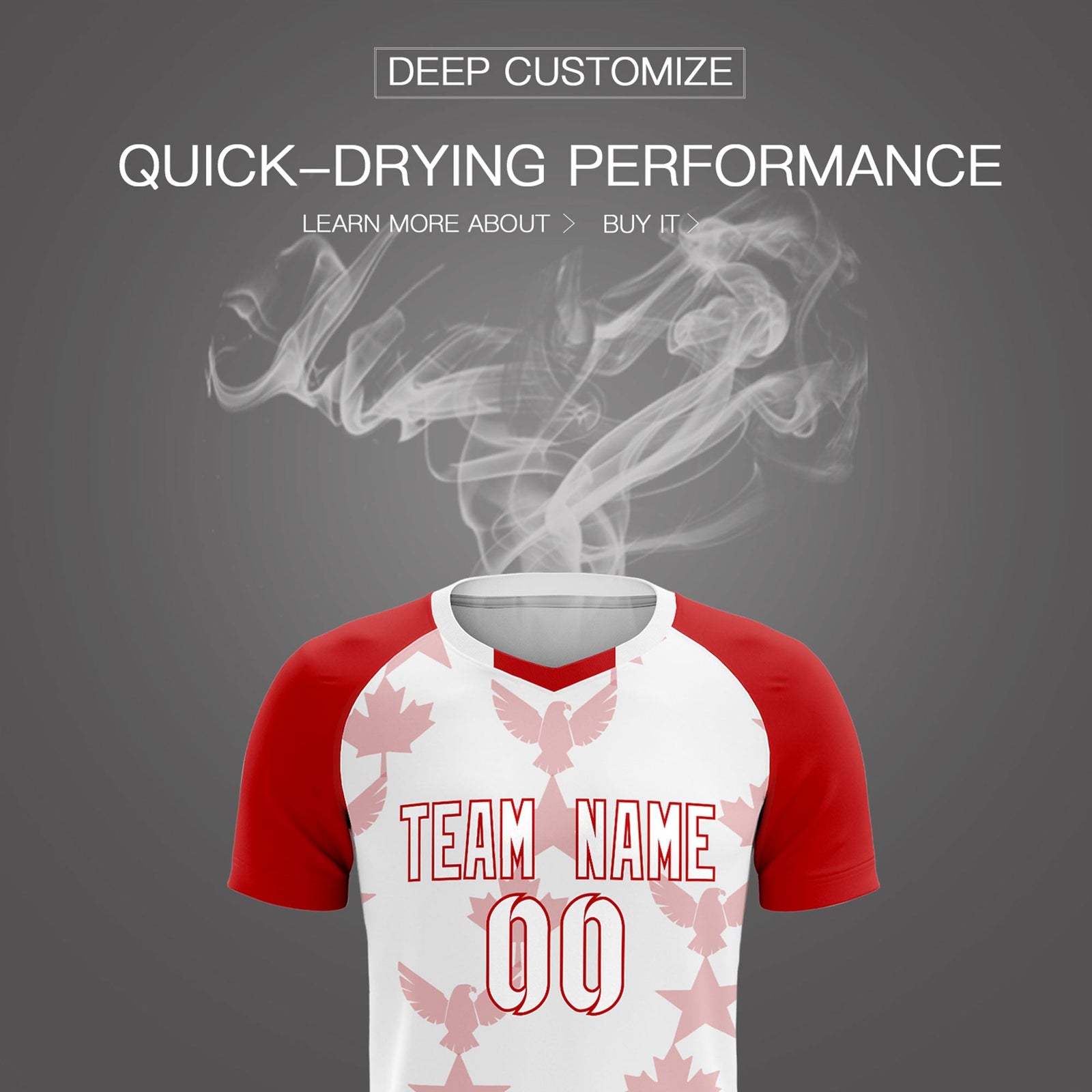 Custom Red White World Cup Inspired Breathable&Quick-Drying Training Uniform Raglan Sleeve Soccer Sets Jersey