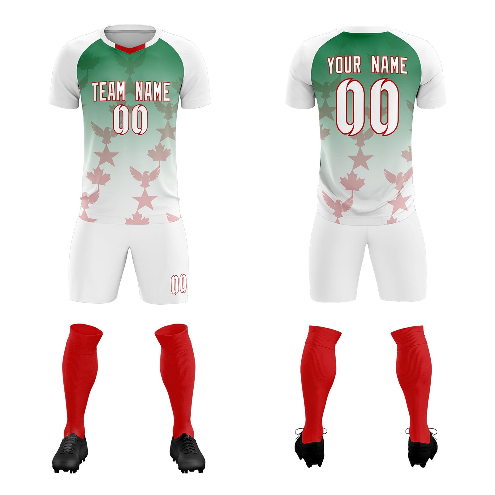 Custom White Kelly Green World Cup Inspired Quick-Drying Training Uniform Gradient Fashion Soccer Sets Jersey