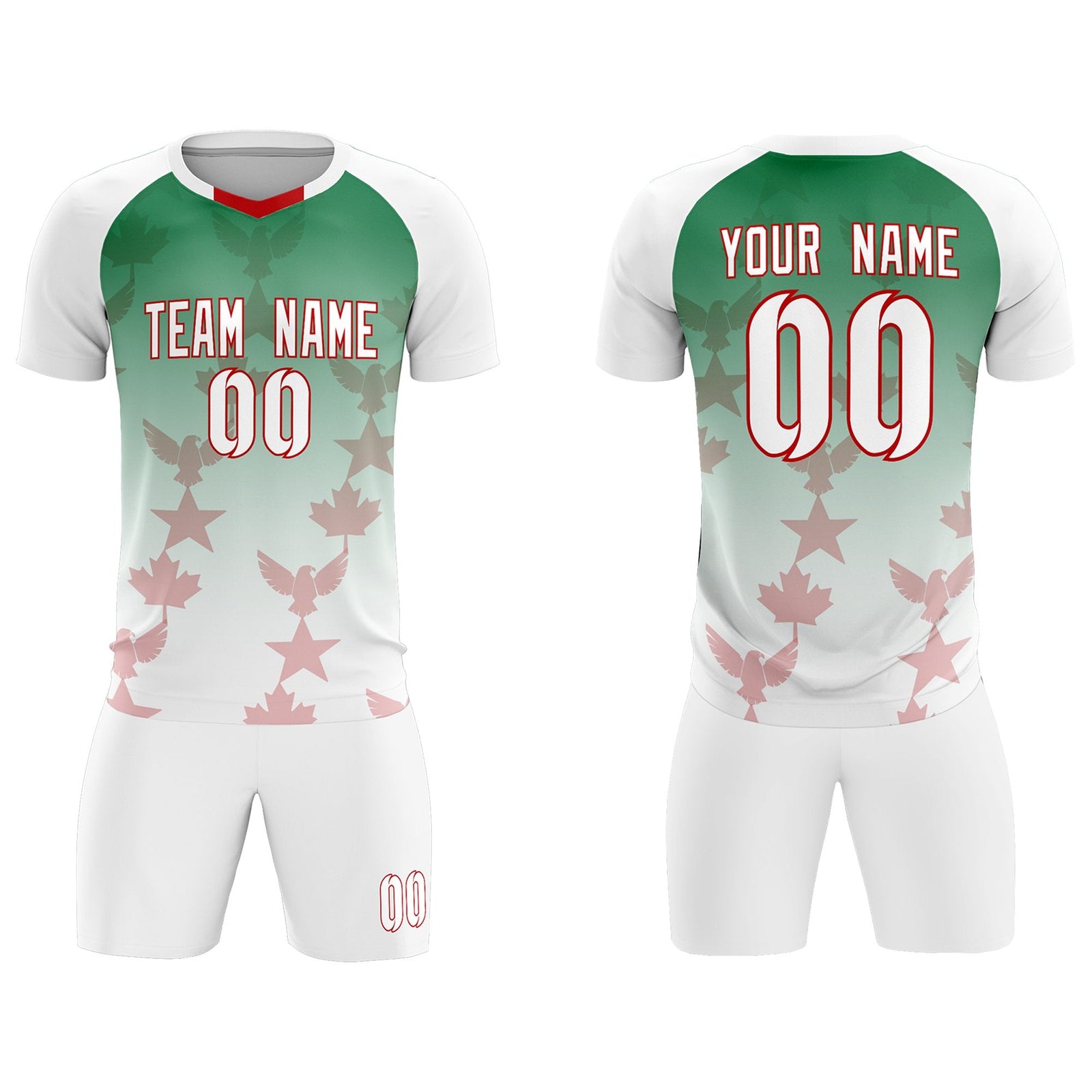 Custom White Kelly Green World Cup Inspired Quick-Drying Training Uniform Gradient Fashion Soccer Sets Jersey