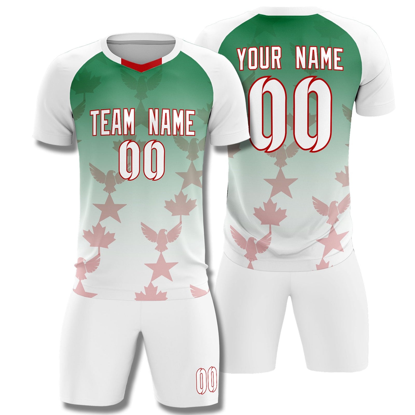 Custom White Kelly Green World Cup Inspired Quick-Drying Training Uniform Gradient Fashion Soccer Sets Jersey