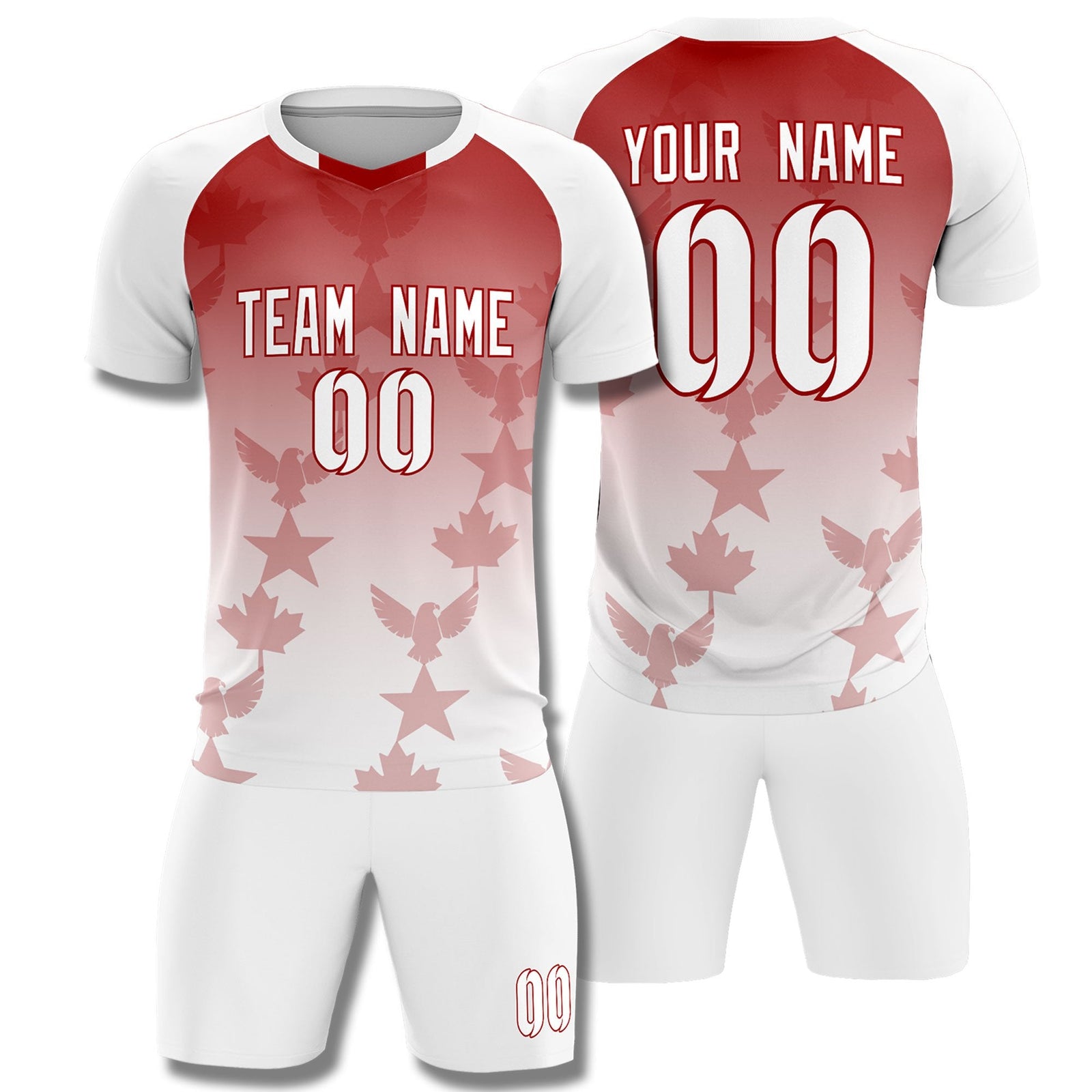 Custom White Red World Cup Inspired Wrinkle-Resistant Training Uniform Gradient Fashion Soccer Sets Jersey