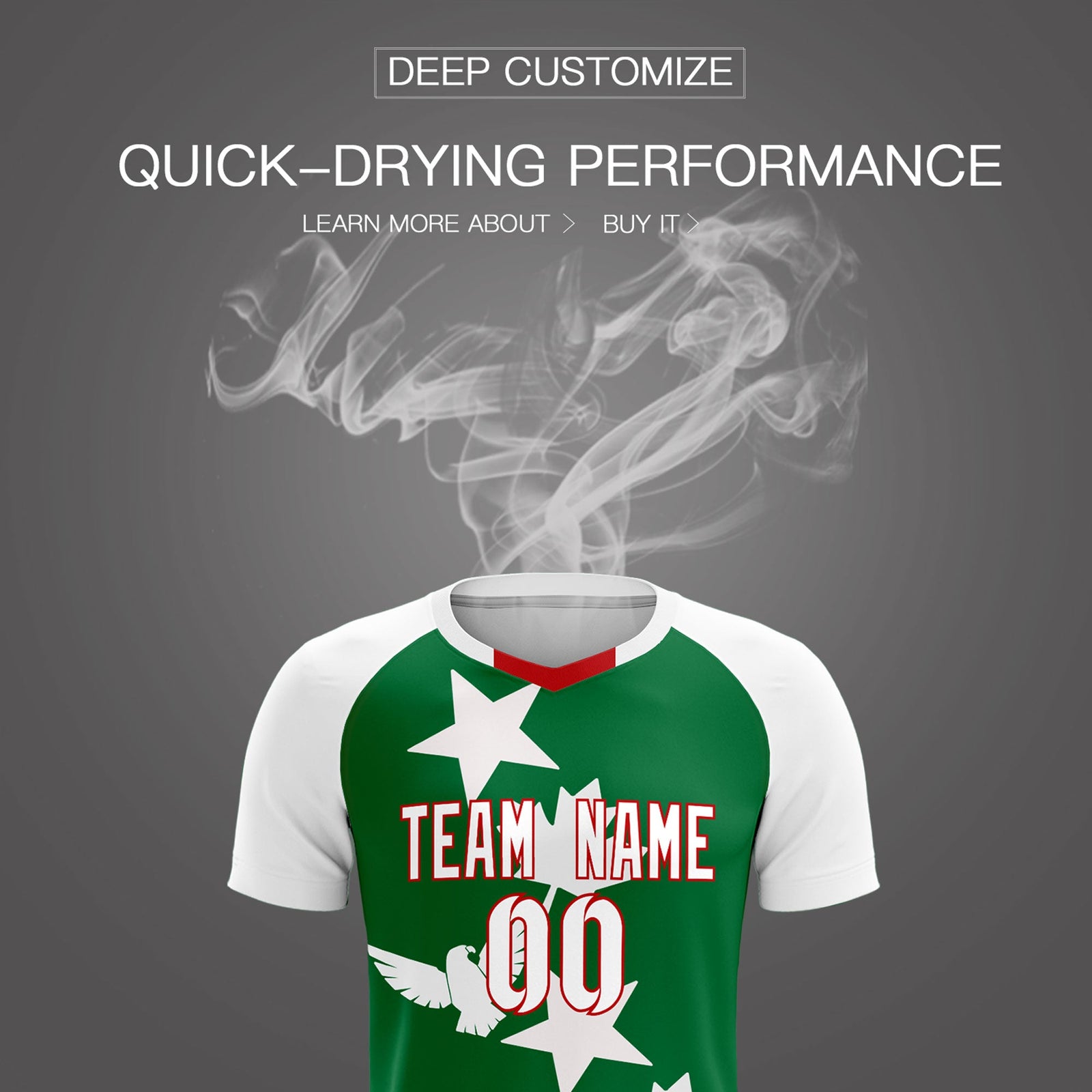 Custom White Kelly Green World Cup Inspired Wrinkle-Resistant Training Uniform Raglan Sleeve Soccer Sets Jersey