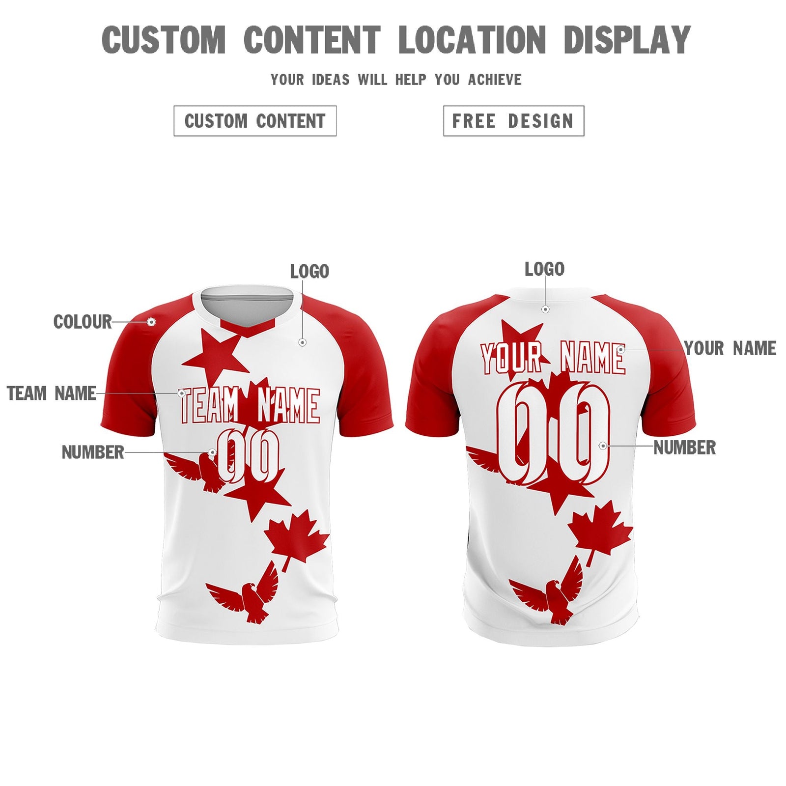 Custom Red White World Cup Inspired Lightweight&Drapable Training Uniform Raglan Sleeve Soccer Sets Jersey