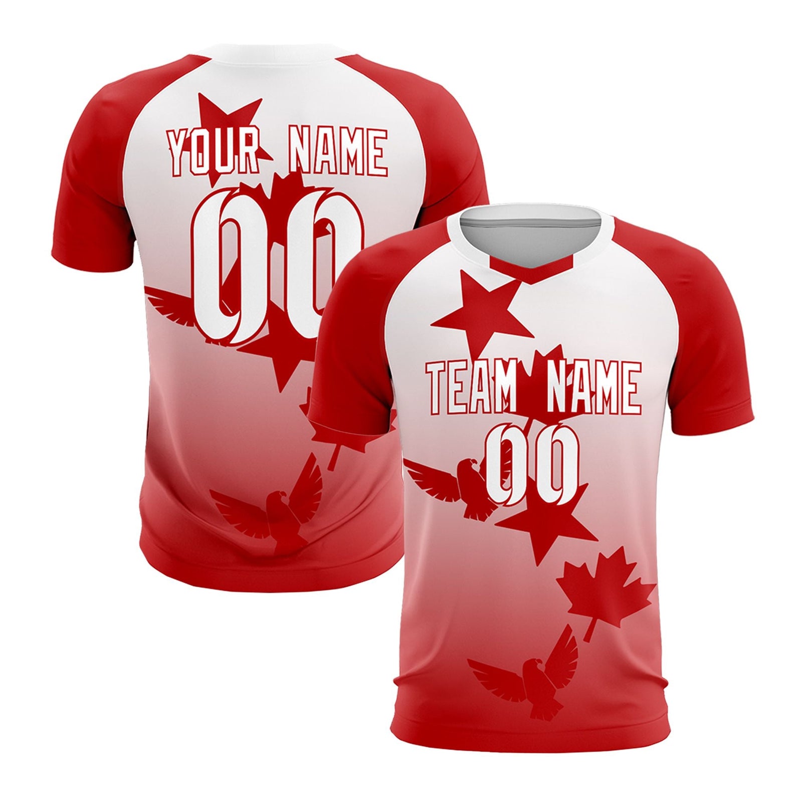 Custom Red White World Cup Inspired Wrinkle-Resistant Training Uniform Gradient Fashion Soccer Sets Jersey