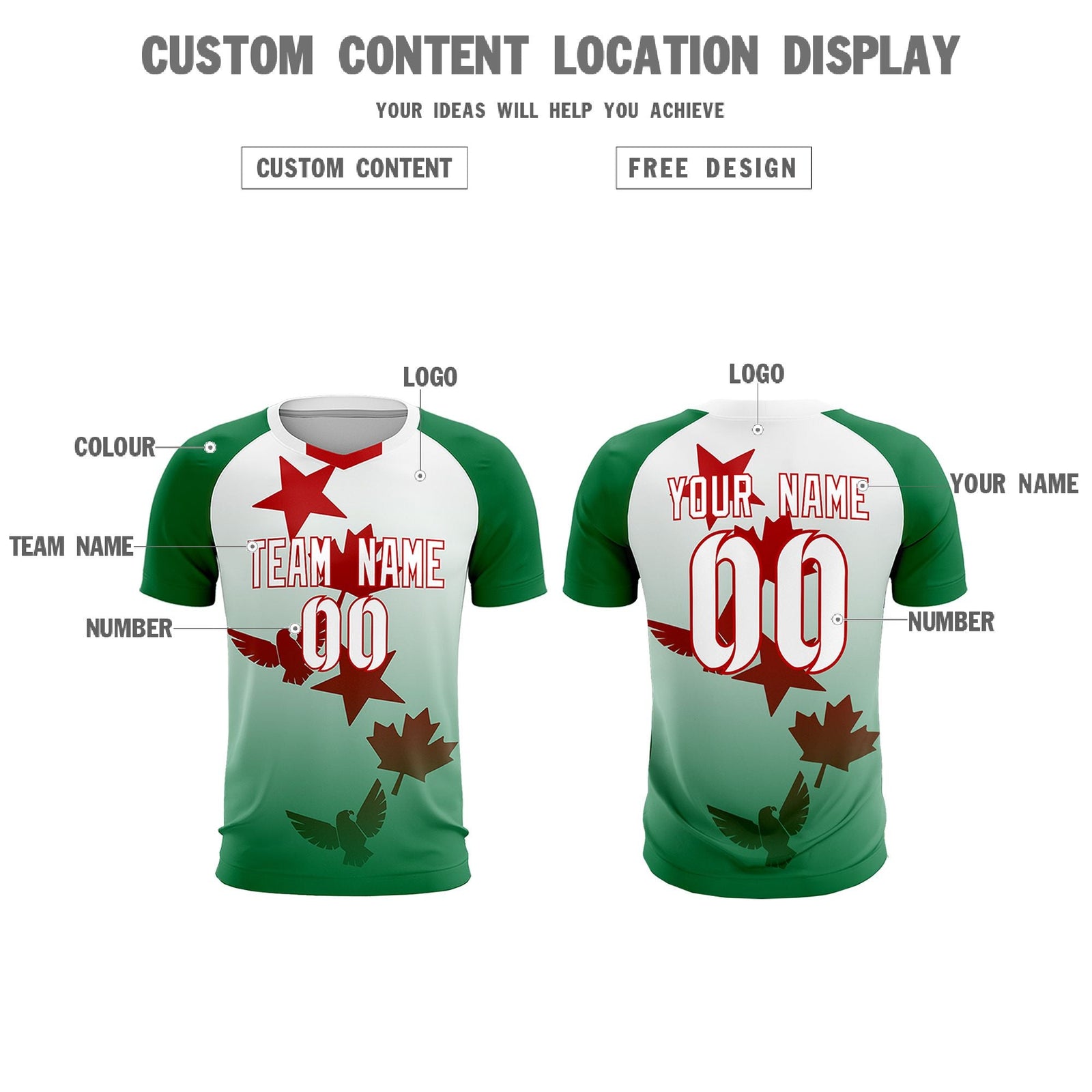 Custom Kelly Green White World Cup Inspired Quick-Drying Training Uniform Gradient Fashion Soccer Sets Jersey