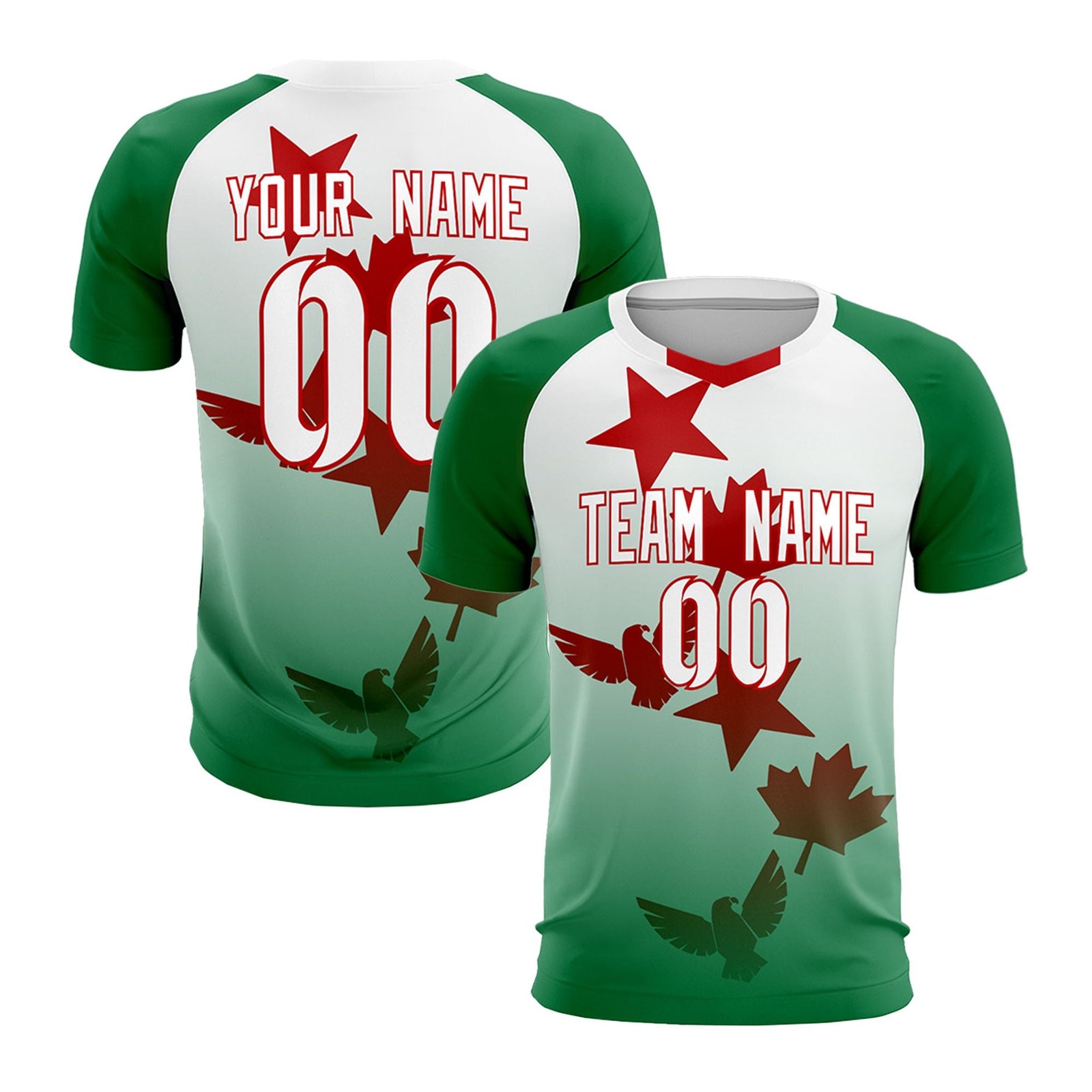 Custom Kelly Green White World Cup Inspired Quick-Drying Training Uniform Gradient Fashion Soccer Sets Jersey