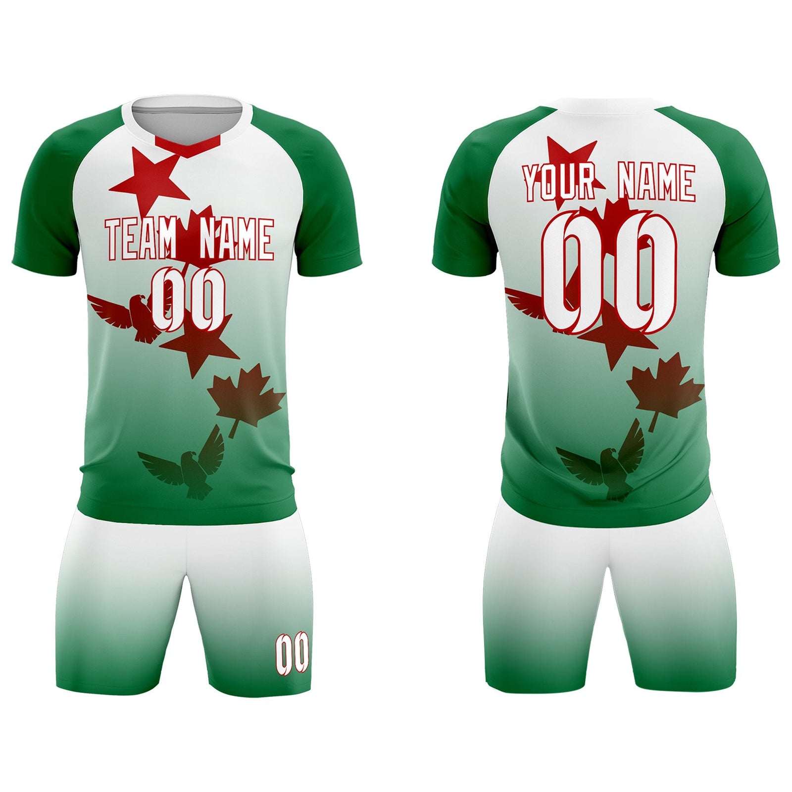 Custom Kelly Green White World Cup Inspired Quick-Drying Training Uniform Gradient Fashion Soccer Sets Jersey