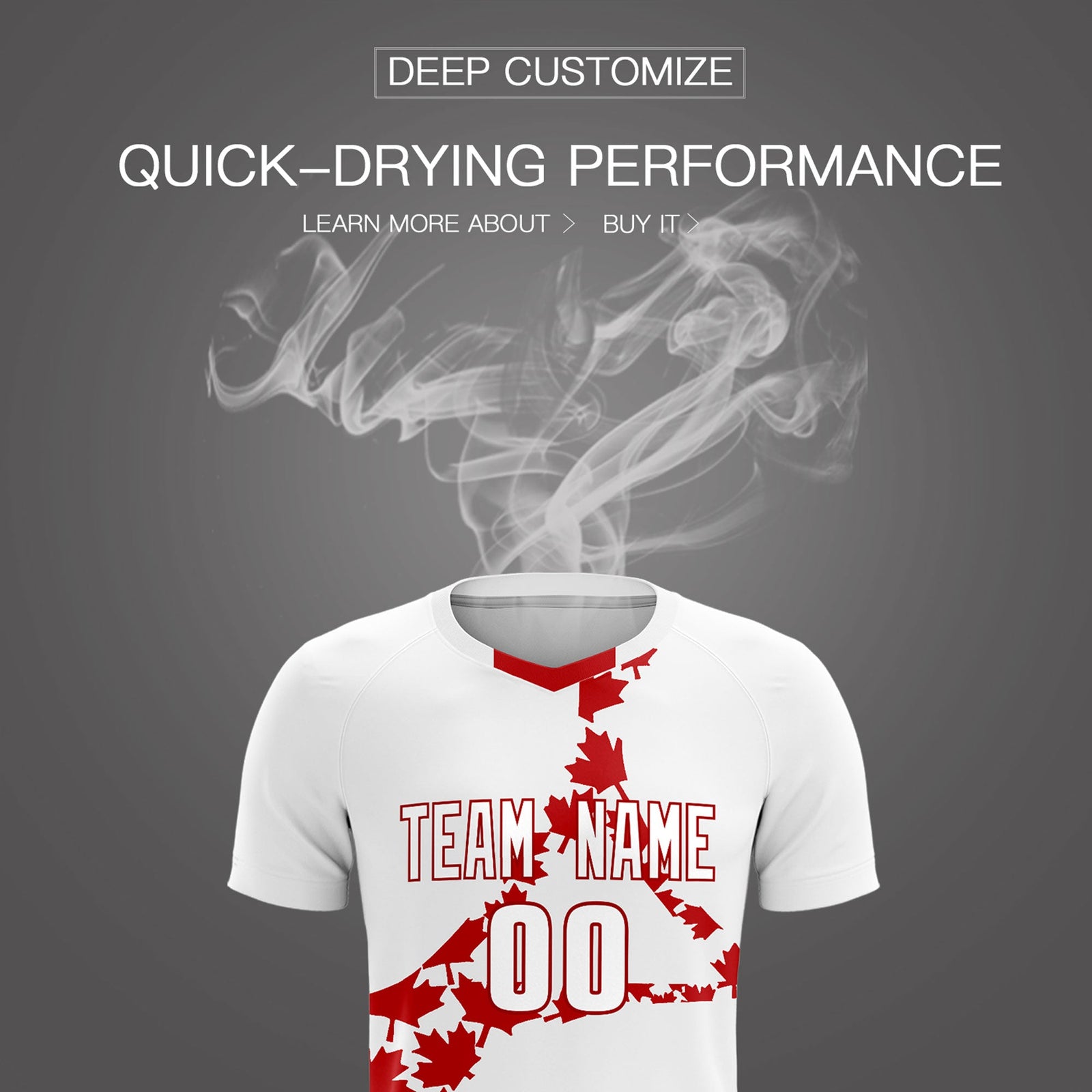 Custom White Red Canada Maple Leaves World Cup Inspired Quick-Drying Graffiti Pattern Soccer Sets Jersey