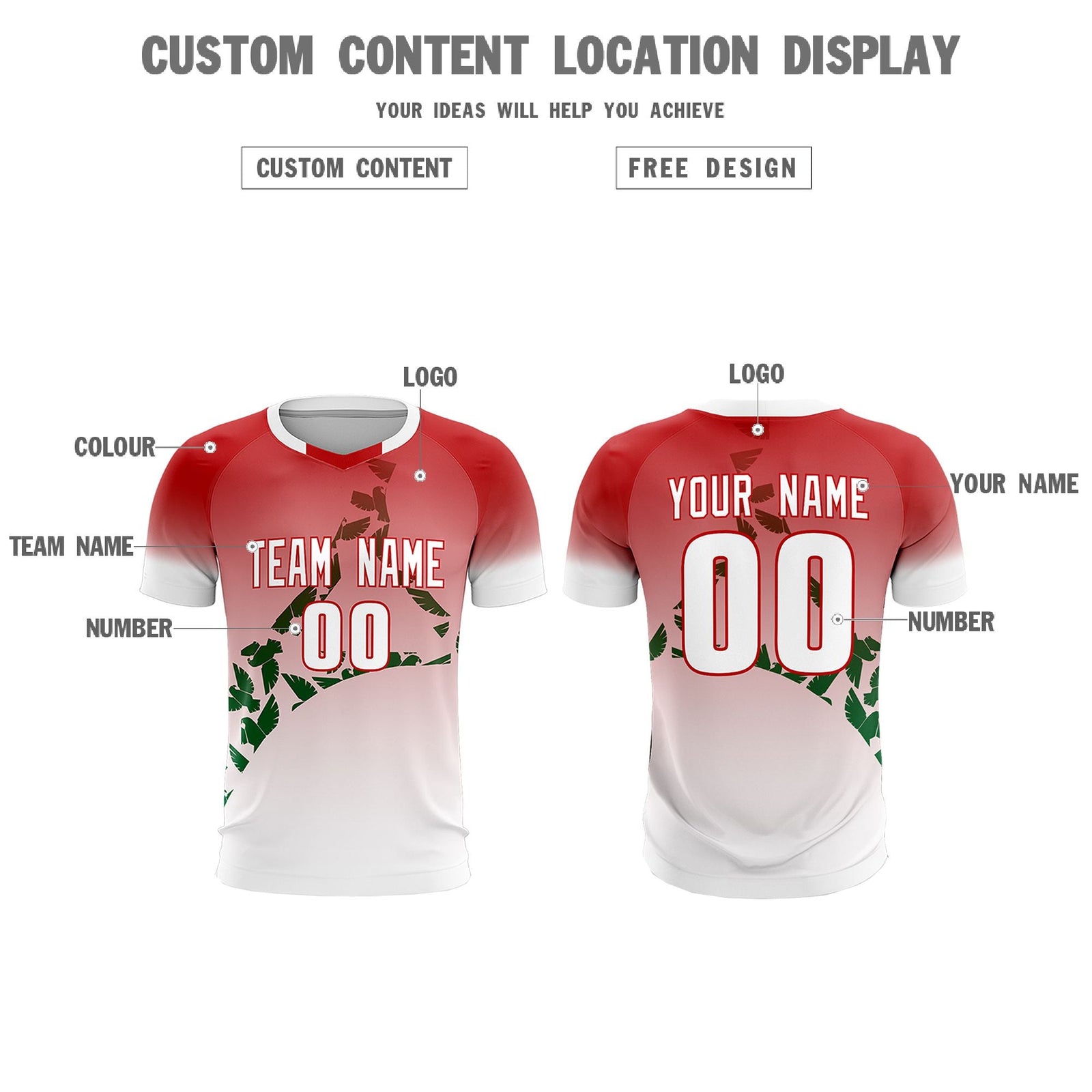 Custom Red Kelly Green Mexico Eagle World Cup Inspired Breathable Gradient Fashion Soccer Sets Jersey