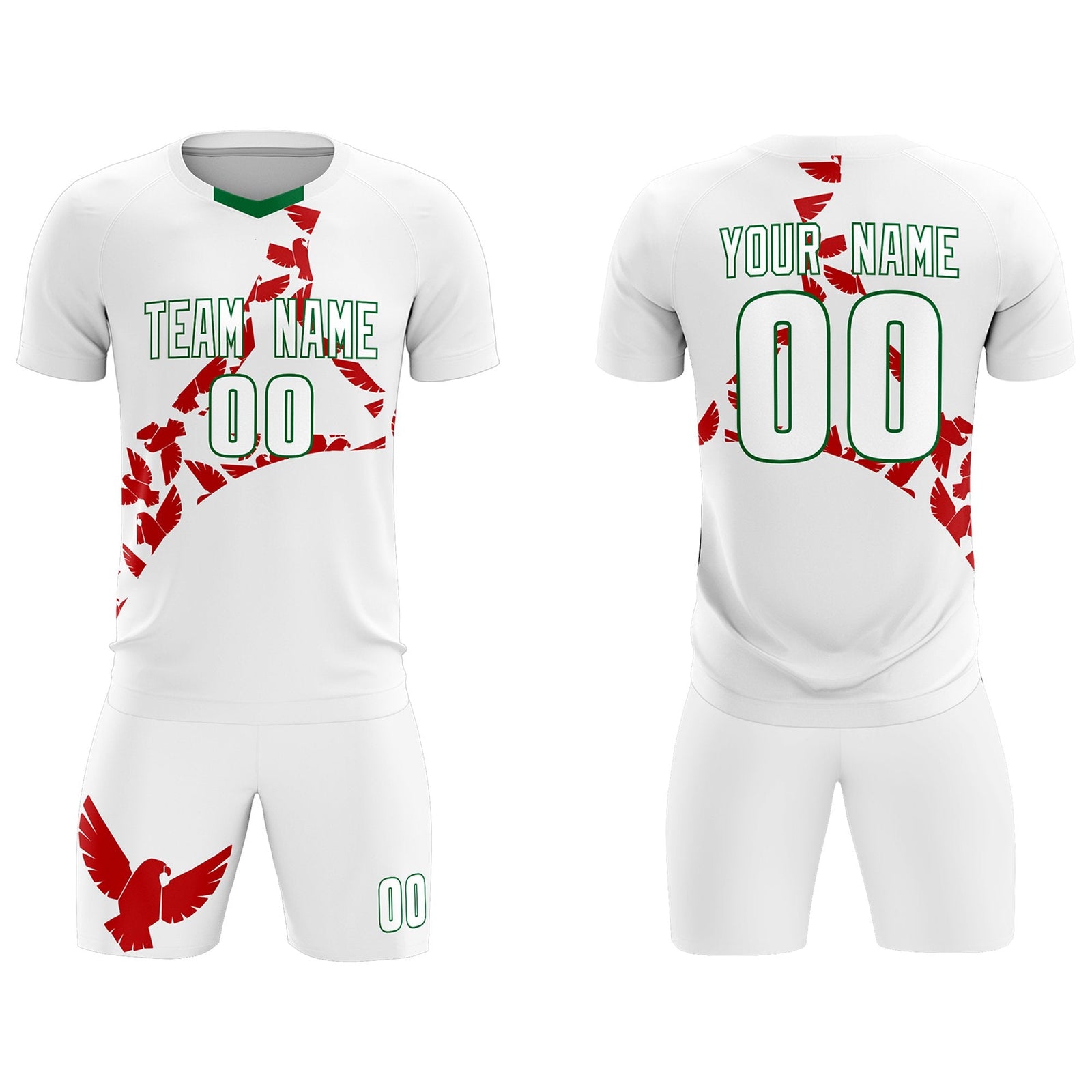 Custom White Red Mexico Eagle World Cup Inspired Lightweight Graffiti Pattern Soccer Sets Jersey