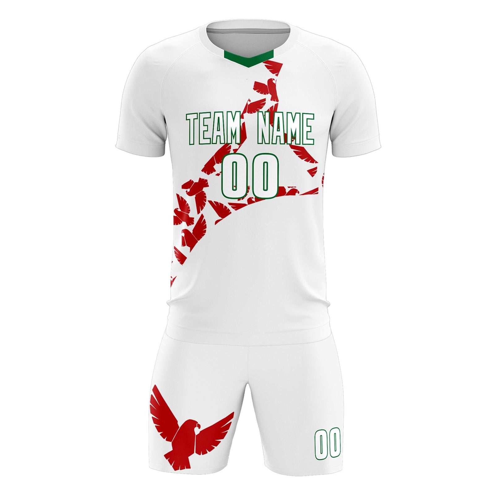 Custom White Red Mexico Eagle World Cup Inspired Lightweight Graffiti Pattern Soccer Sets Jersey