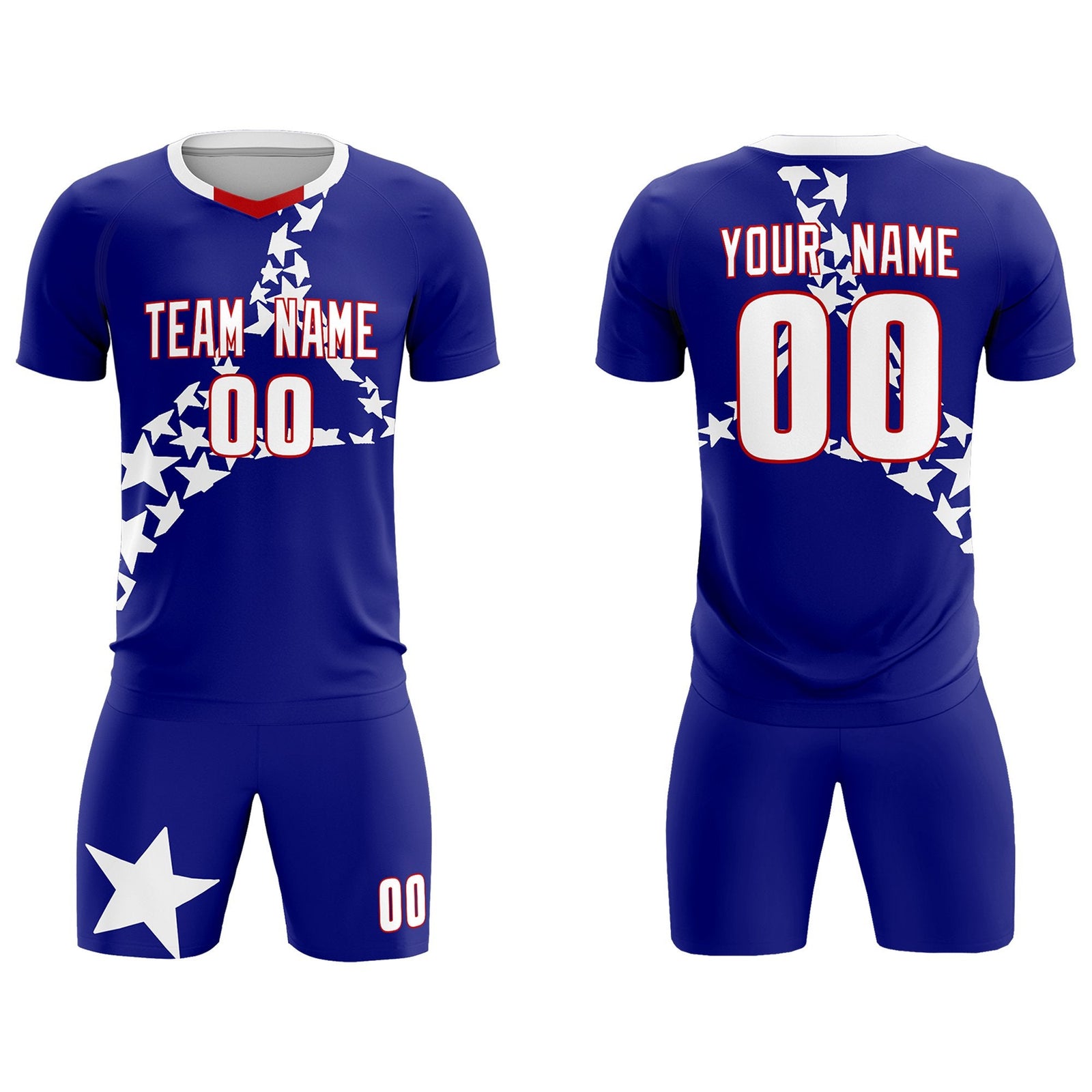 Custom Royal White America Star World Cup Inspired Breathable Graffiti Pattern Soccer Sets Jersey