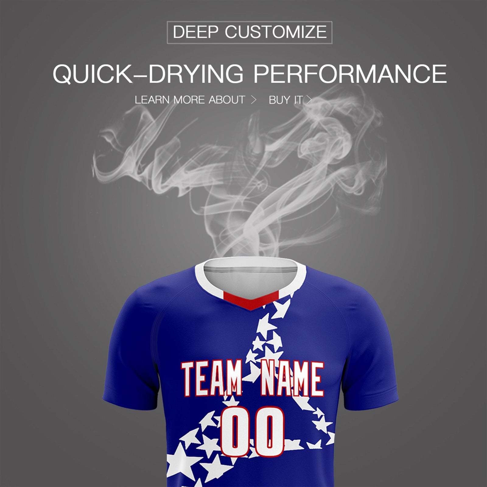 Custom Royal White America Star World Cup Inspired Breathable Graffiti Pattern Soccer Sets Jersey