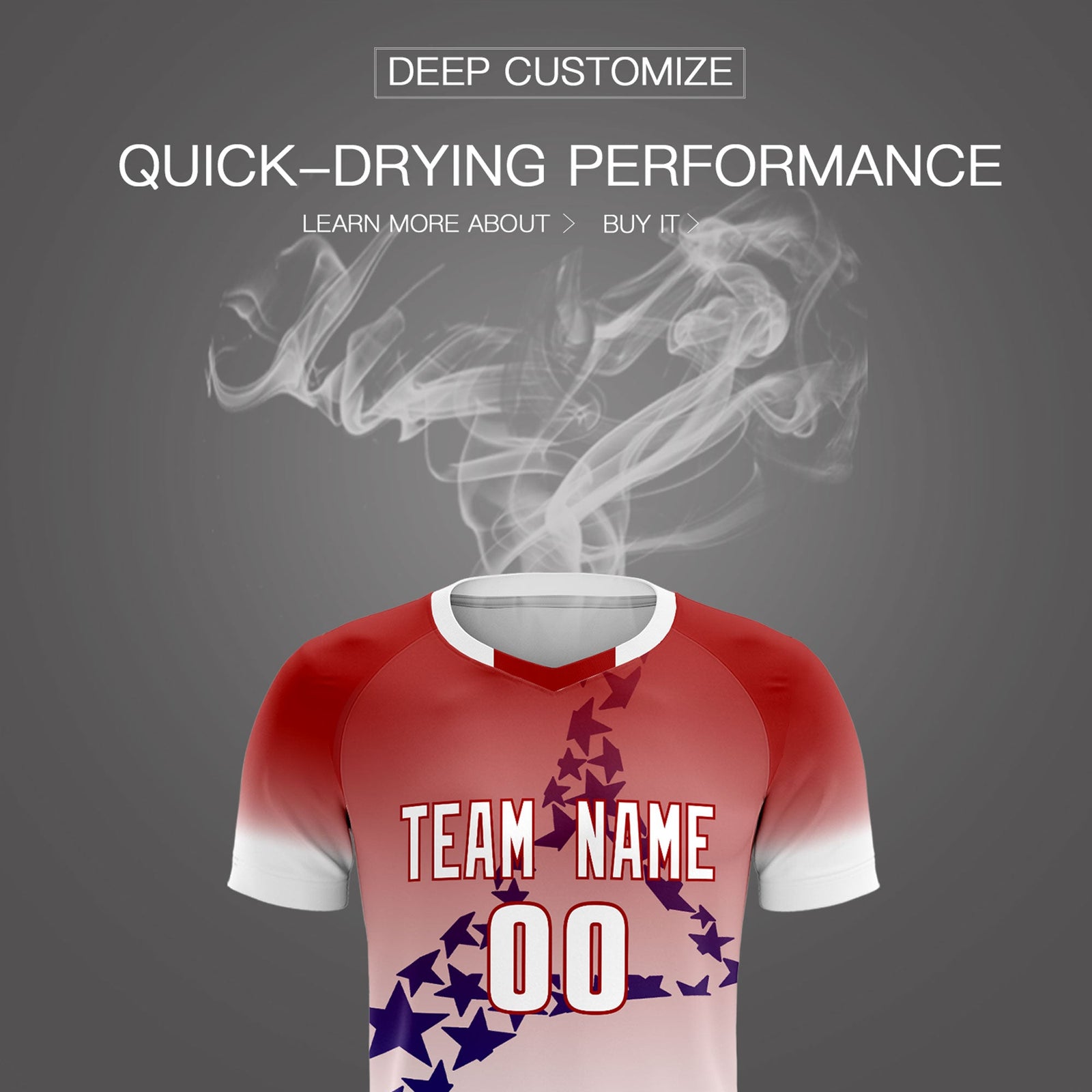 Custom Red Royal America Star World Cup Inspired Quick-Drying Gradient Fashion Soccer Sets Jersey