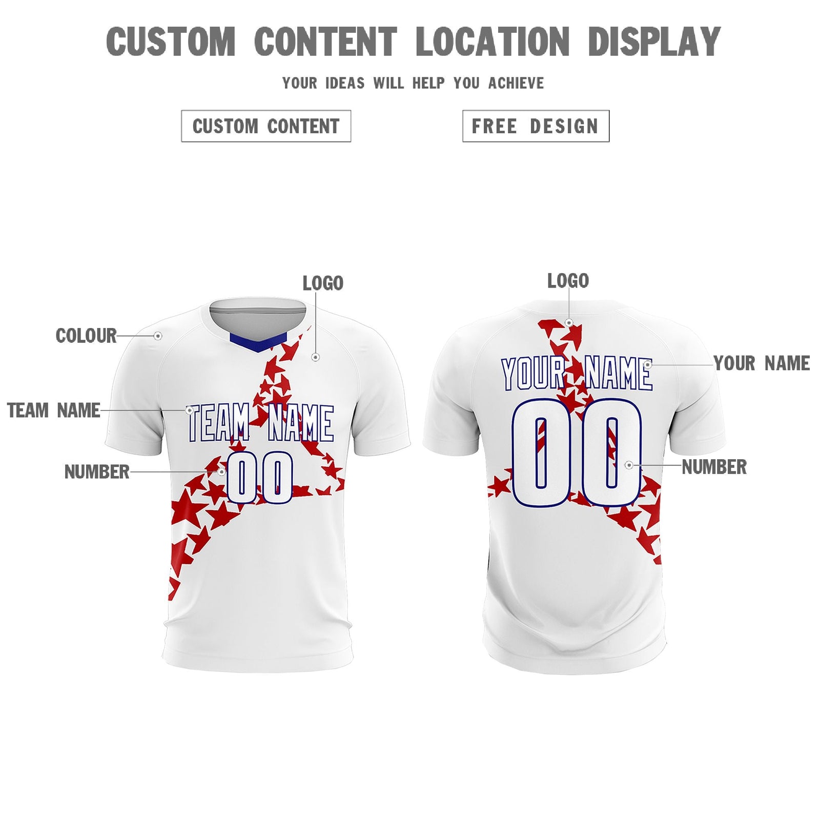 Custom White Red America Star World Cup Inspired Lightweight Graffiti Pattern Soccer Sets Jersey
