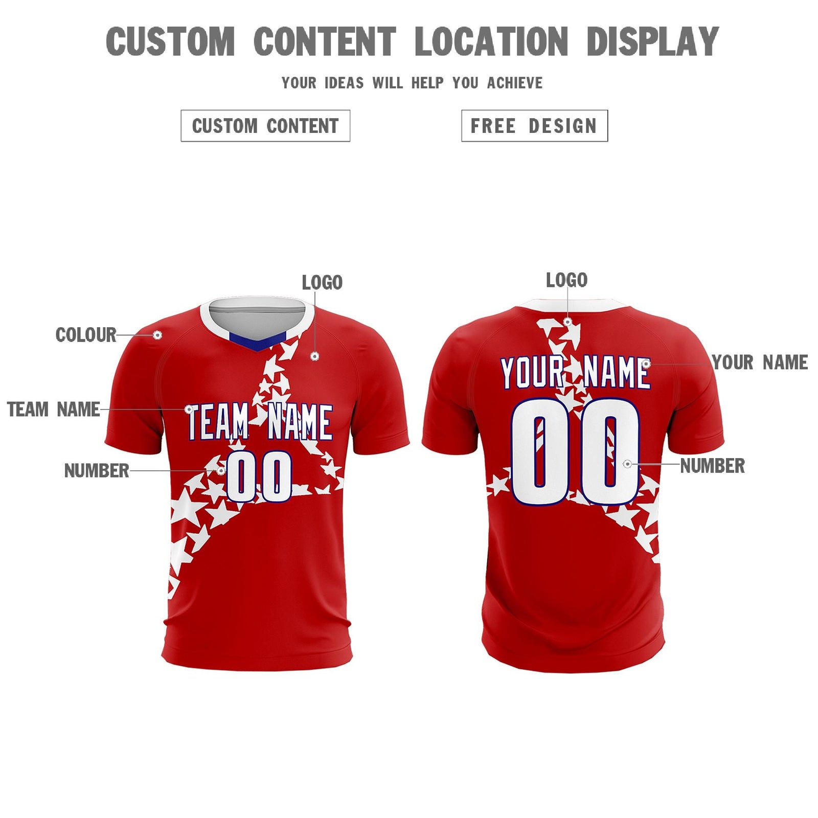 Custom Red White America Star World Cup Inspired Wrinkle-Resistant Graffiti Pattern Soccer Sets Jersey