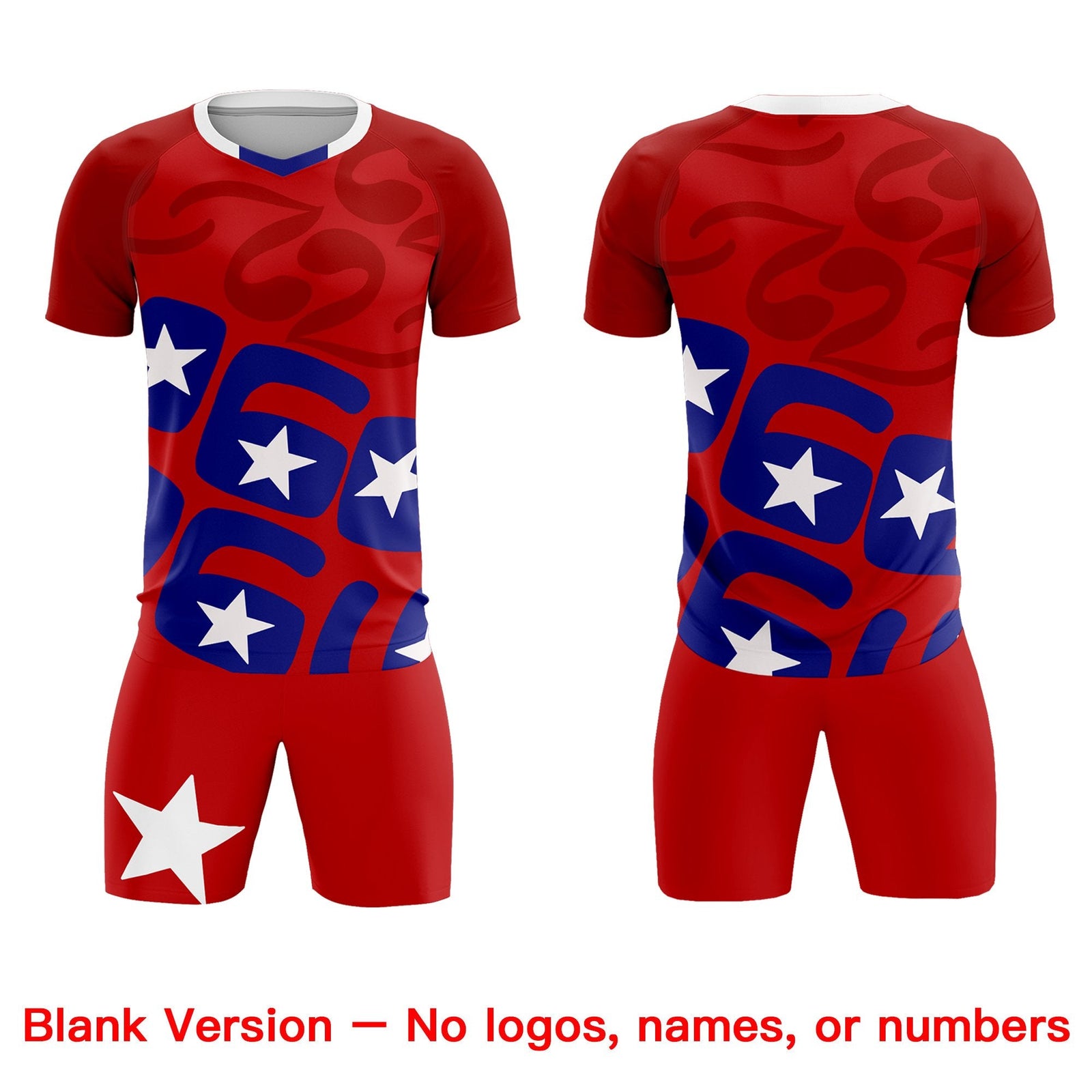 Custom Red America Star World Cup Inspired Breathable Graffiti Pattern Soccer Sets Jersey