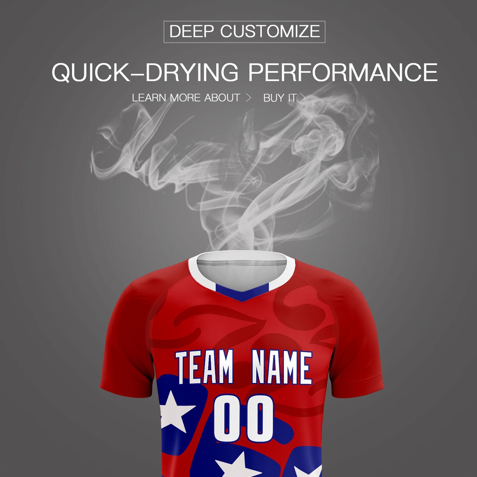 Custom Red America Star World Cup Inspired Breathable Graffiti Pattern Soccer Sets Jersey