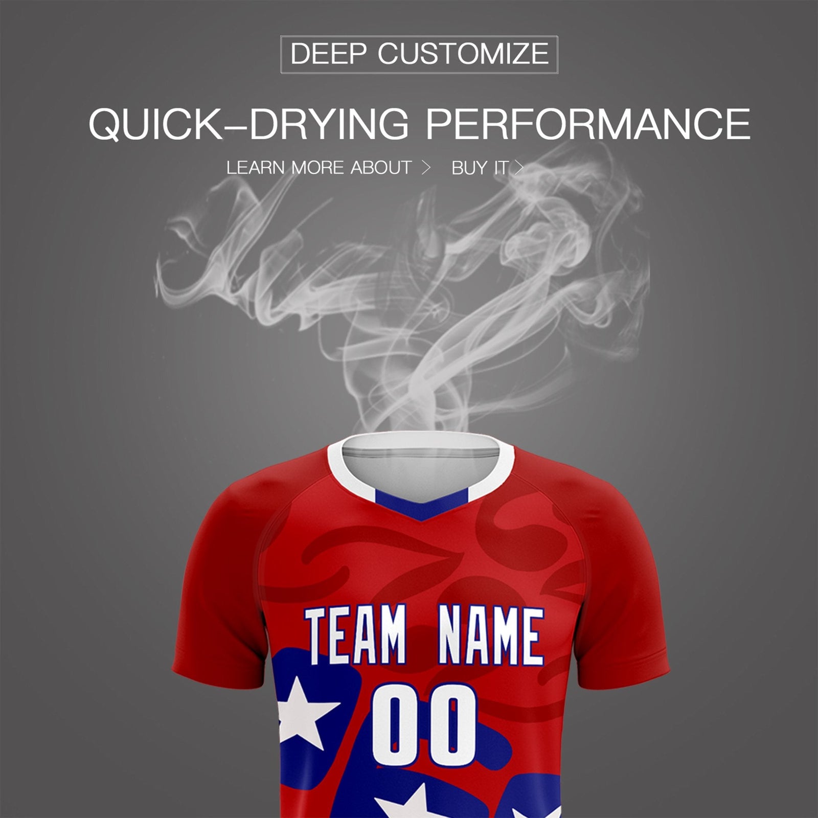 Custom Red America Star World Cup Inspired Breathable Graffiti Pattern Soccer Sets Jersey