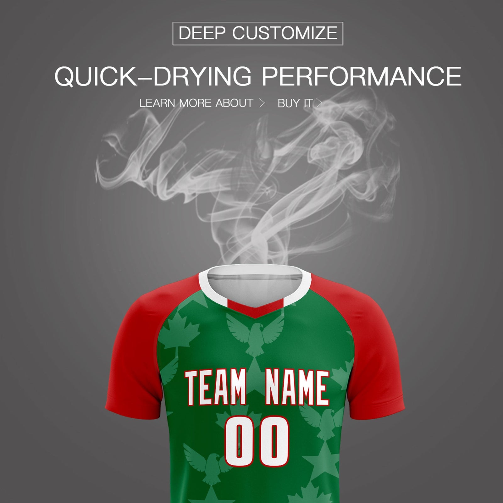 Custom Red Kelly Green World Cup Inspired Lightweight&Drapable Training Uniform Raglan Sleeve Soccer Sets Jersey